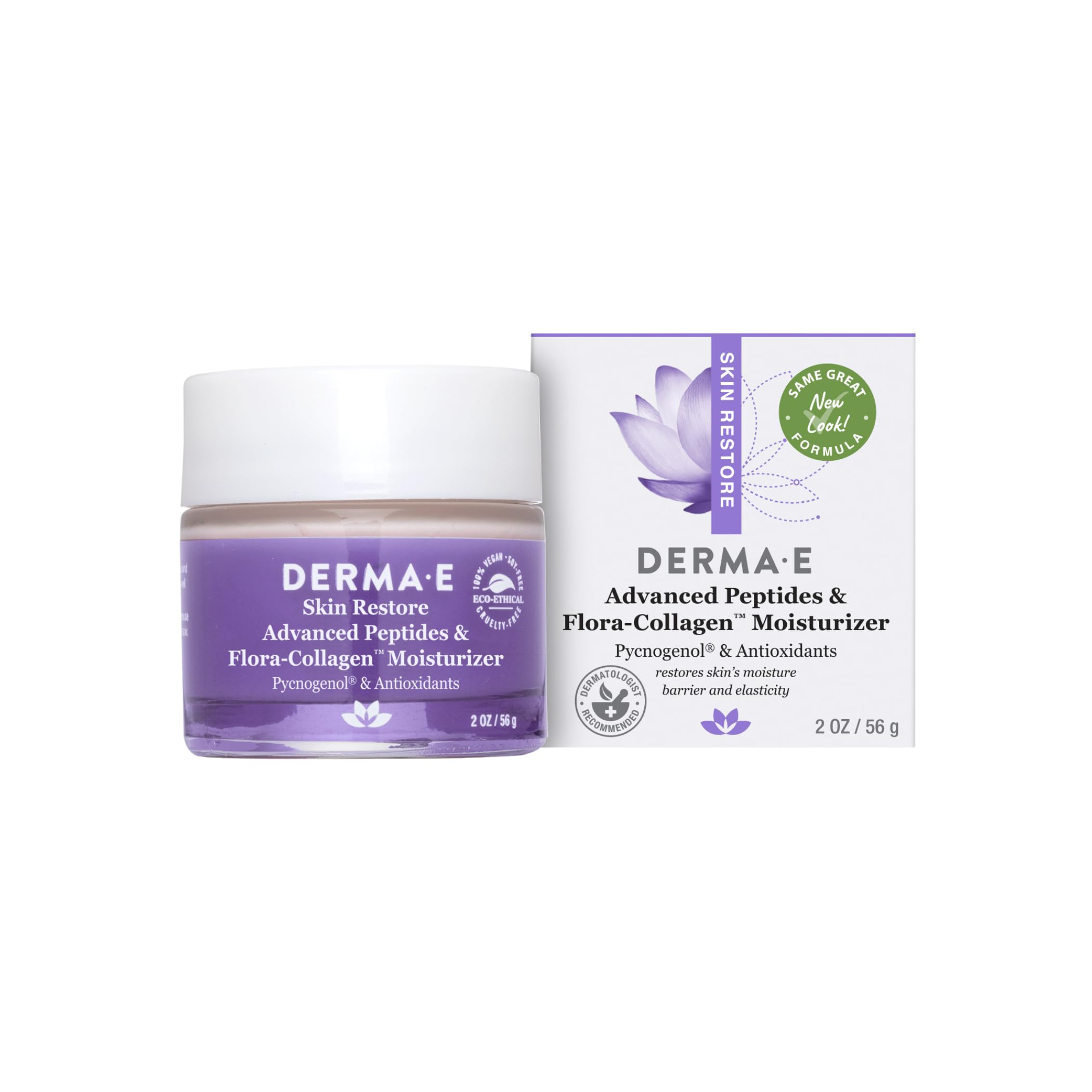 Derma E Advanced Peptides and Collagen Moisturizer – Double Action Collagen Face Cream with Peptide Complex – Intense Moisture Day and Night Cream for Women – Natural Collagen Cream, 2oz