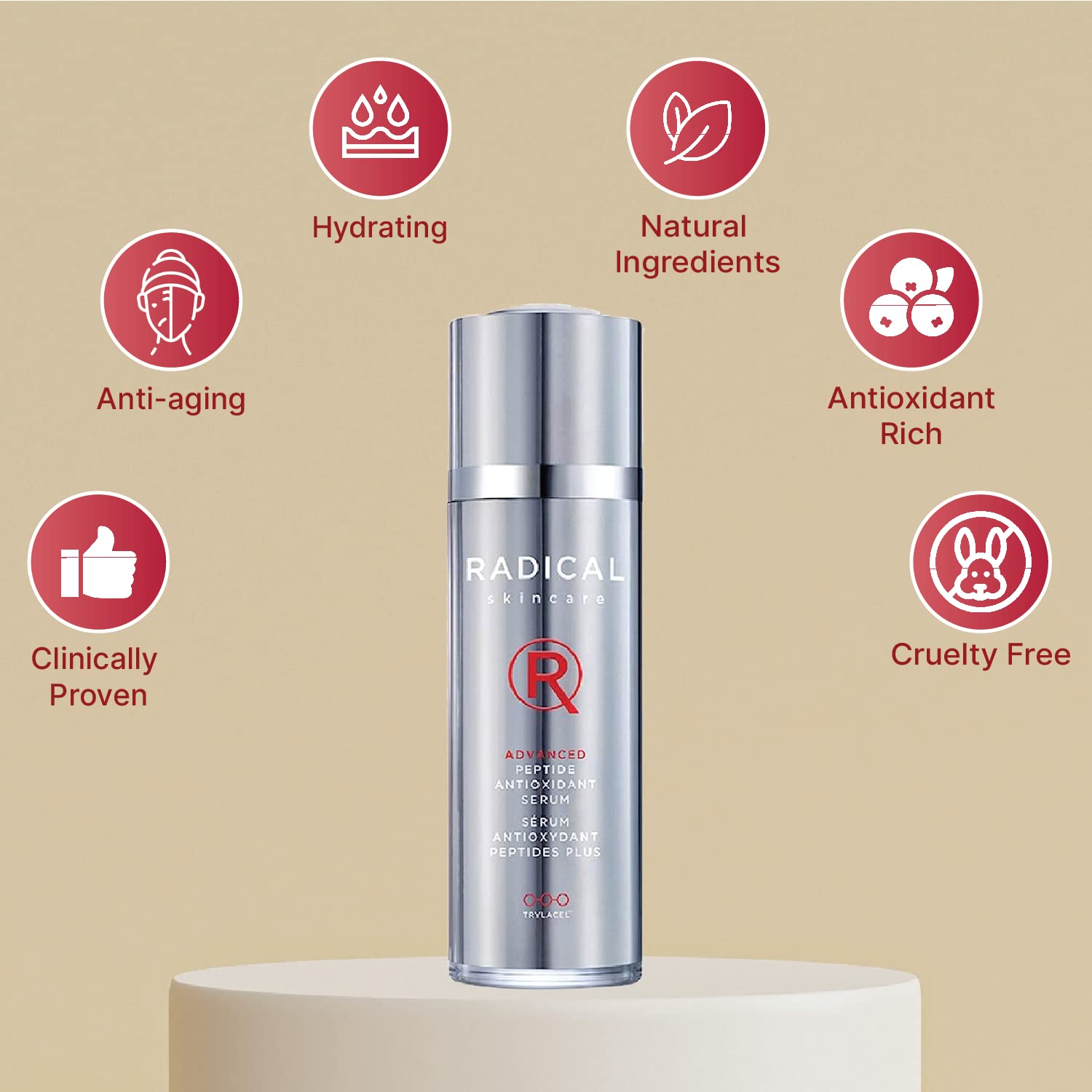 Radical Skincare Advanced Peptide Antioxidant Serum, 1 Fl Oz - Repairs and Smooths Skin to Reduce Wrinkles and Improve Elasticity | For All Skin Types Including Sensitive Skin | Paraben Free | Clinic
