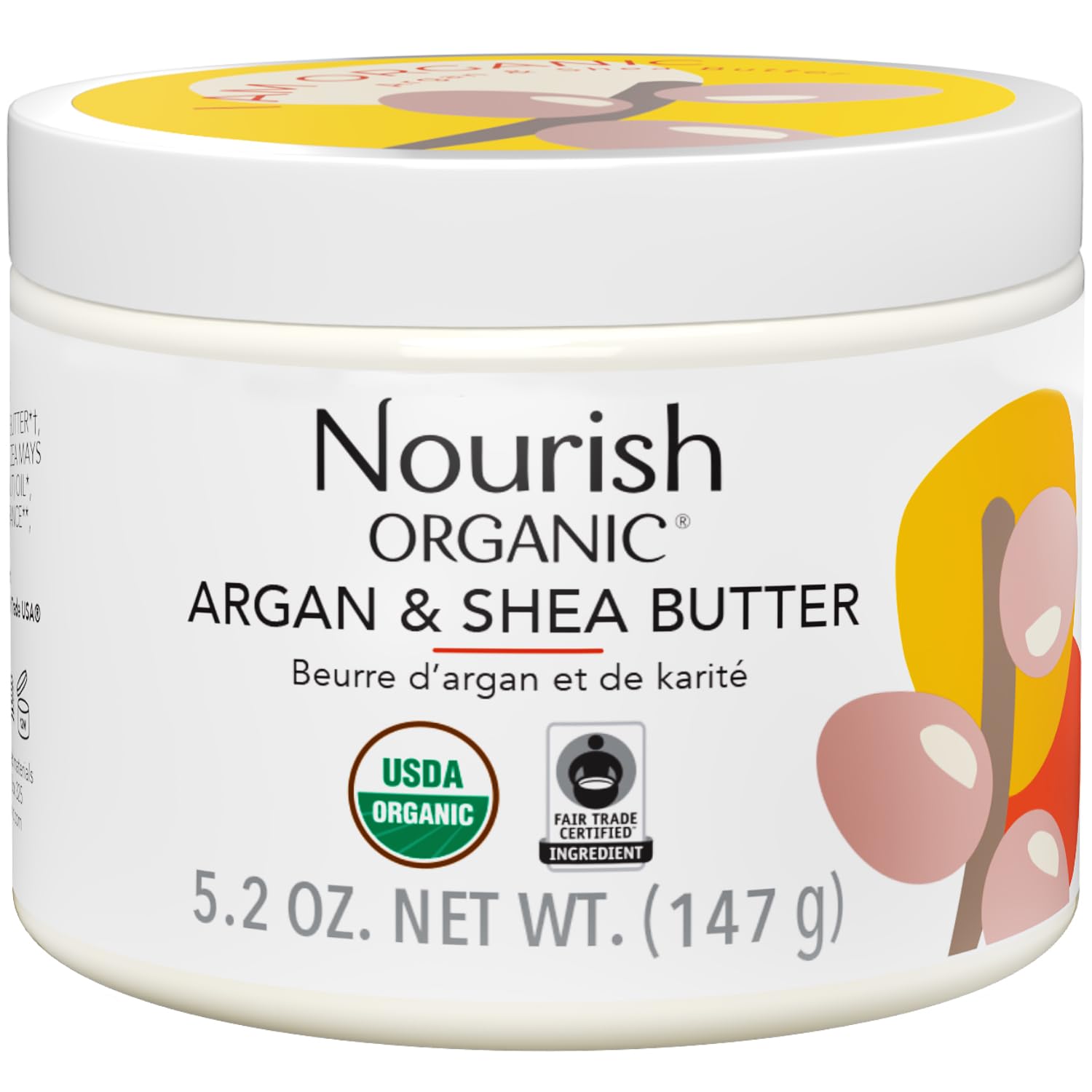 Nourish Organic Rejuvenating Body Butter, Argan Butter, Fair Trade, 5.2 Ounce