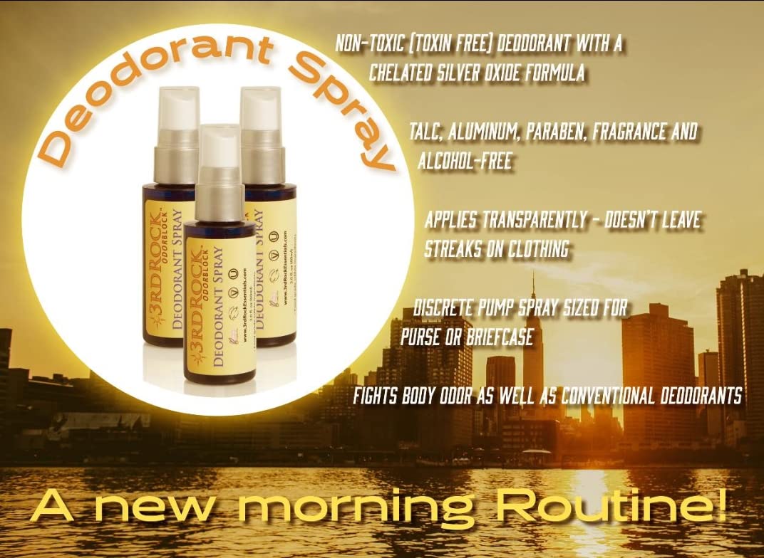 OdorBlock Aluminum Free All Natural and Organic Unscented Body Deodorant Invisible Spray for Men, Women and Kids, Pack of 3