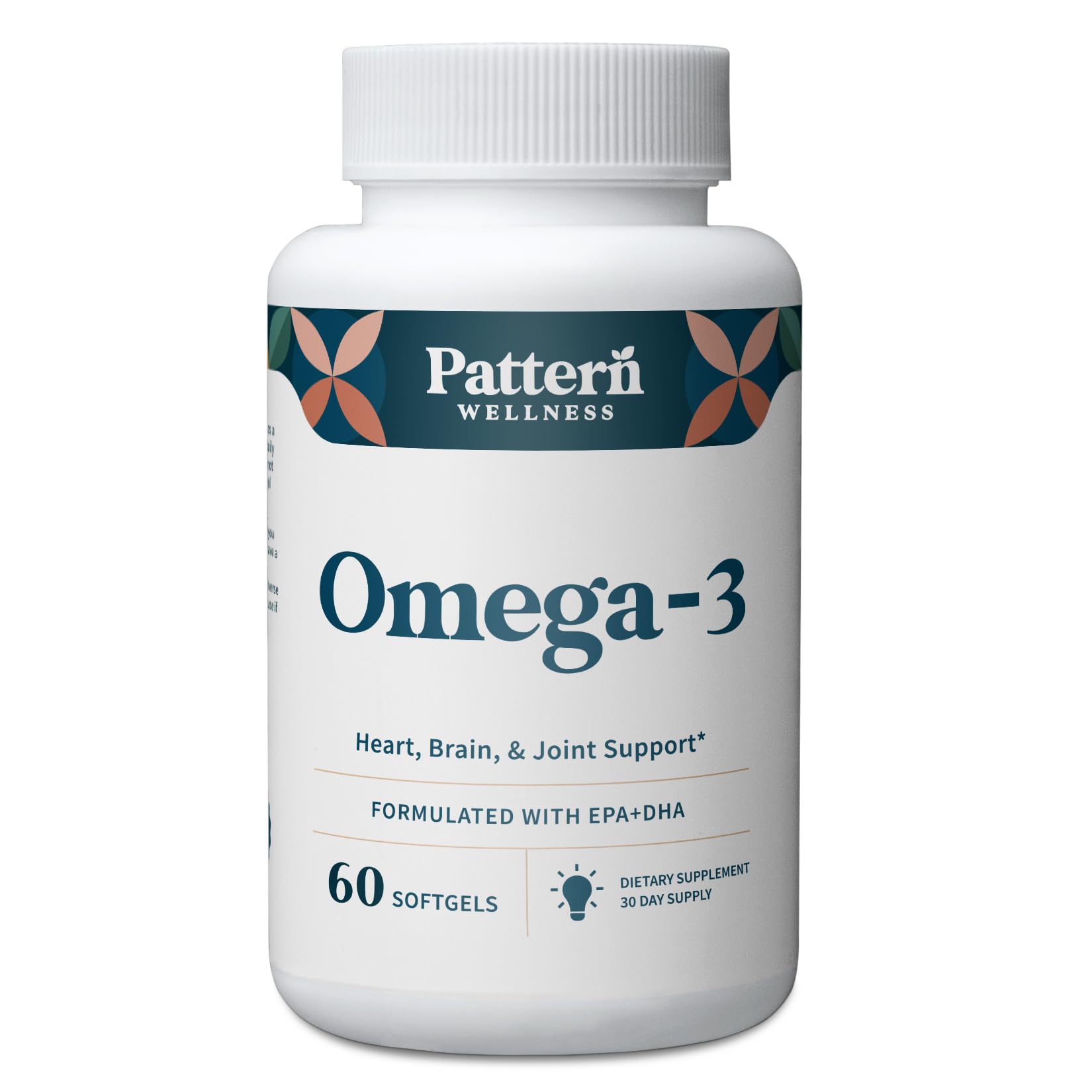 Pattern Wellness Omega 3 Softgels - Pure Fish Oil Formula - Brain, Heart, & Joint Support - 3rd Party Lab Tested - Non-GMO, Dairy-Free, Gluten-Free
