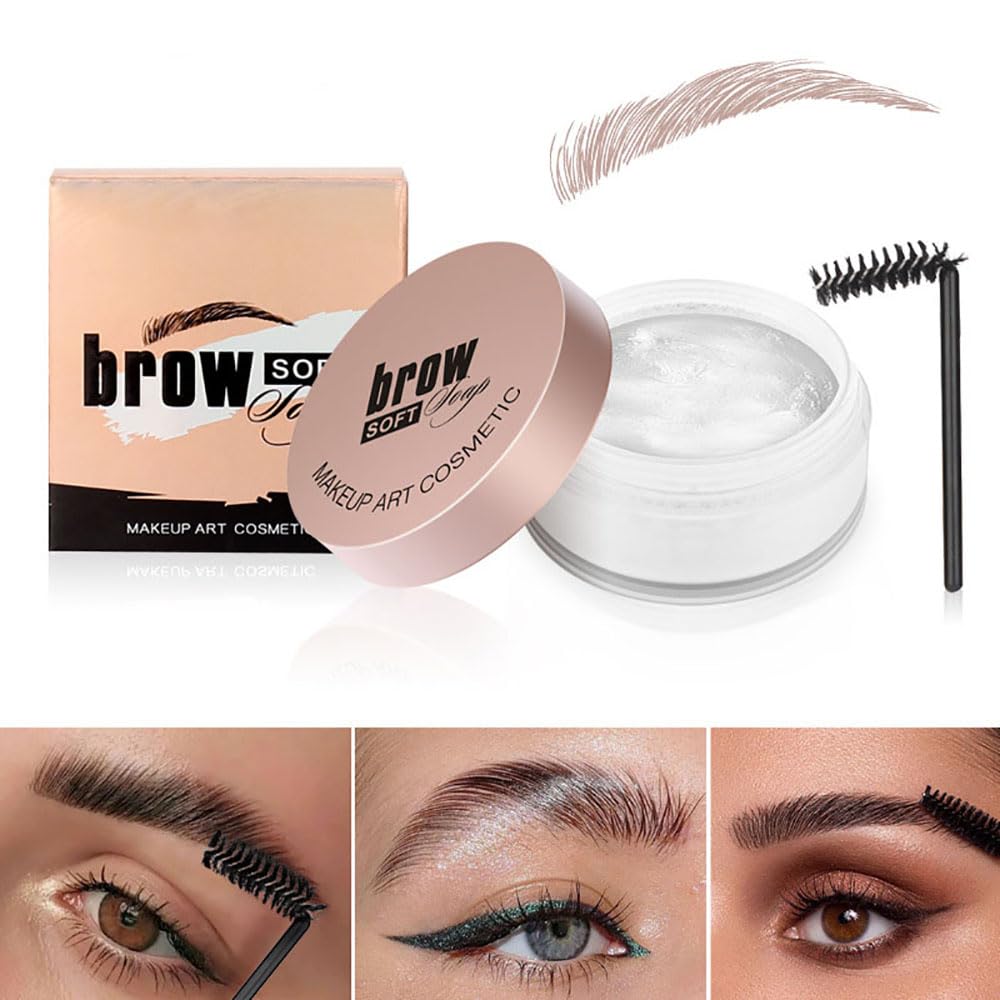 Soap Brows Kit,2Pcs/Set Eyebrow Freeze Styling Wax,Waterproof Long-lasting Eyebrows Enhancer Shaping Clear Tint Gel, Eye Brow Makeup Balm Pomade Cosmetics (2pcs 01#)