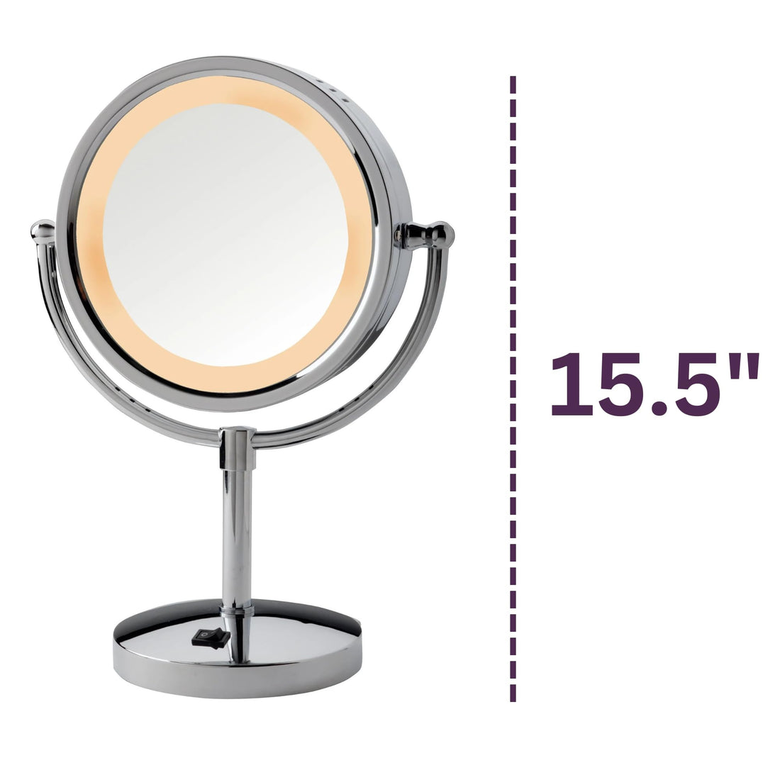 Jerdon HL745CO 8.5-Inch Halo Lighted Vanity Mirror with 5x Magnification, Chrome Finish
