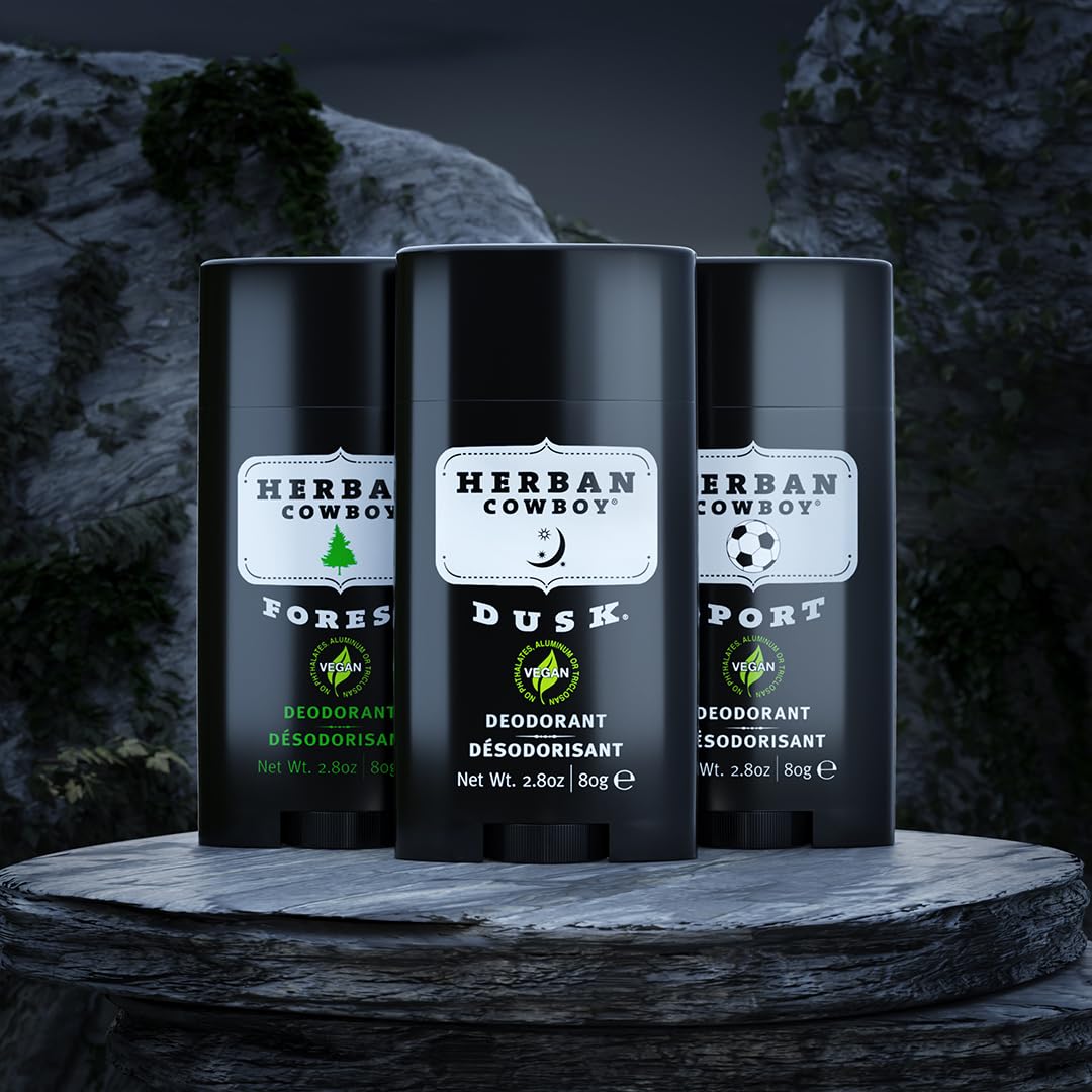 Product Description Herban Cowboy Men’s Deodorant, Dusk, 2.8 Ounce - Cruelty-Free, Vegan and Plant-Powered Deodorant - Gentle and Non-Greasy Formula