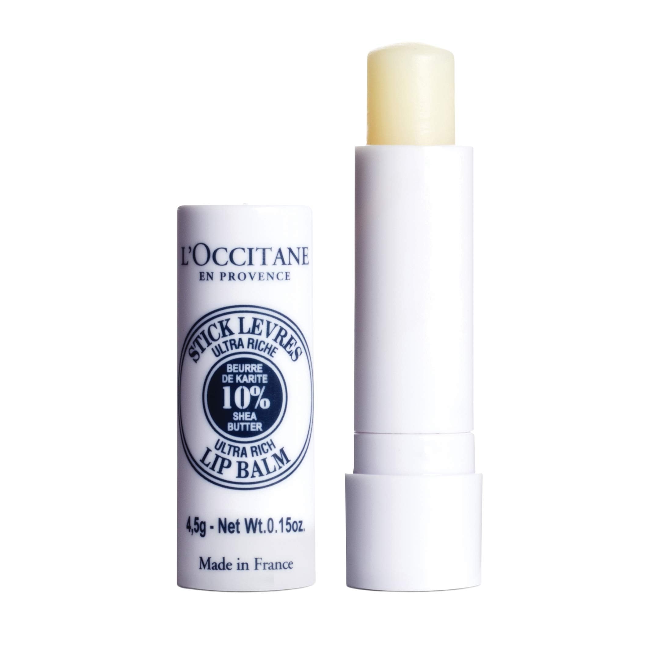 L'Occitane Ultra-Rich 10% Shea Butter Nourishing Lip Balm Stick: Moisturize Dry Lips | Twist Up | Softening | With Beeswax and Castor Oil | Silicone-Free
