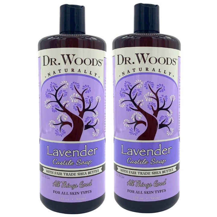 Dr. Woods Pure Lavender Castile Soap with Organic Shea Butter, 32 Ounce (Pack of 2)