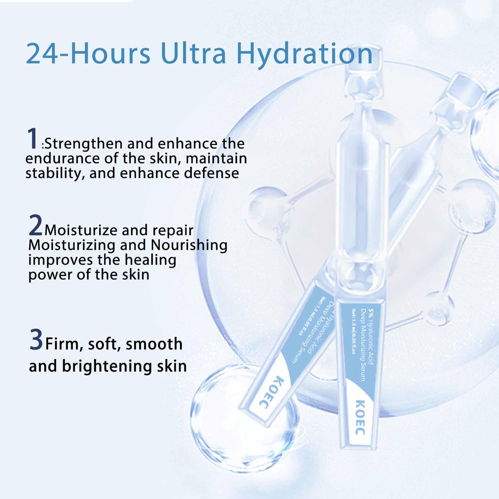 3% Hyaluronic Acid Serum, 30Pcs Hyaluronic Acid Tubes Ultra-Hydrating Vials, Ordinary Single-Use Hyaluronic Acid Tubes Vials, Nature Perfection Deep Hydration Moisturizing Face Skin Care