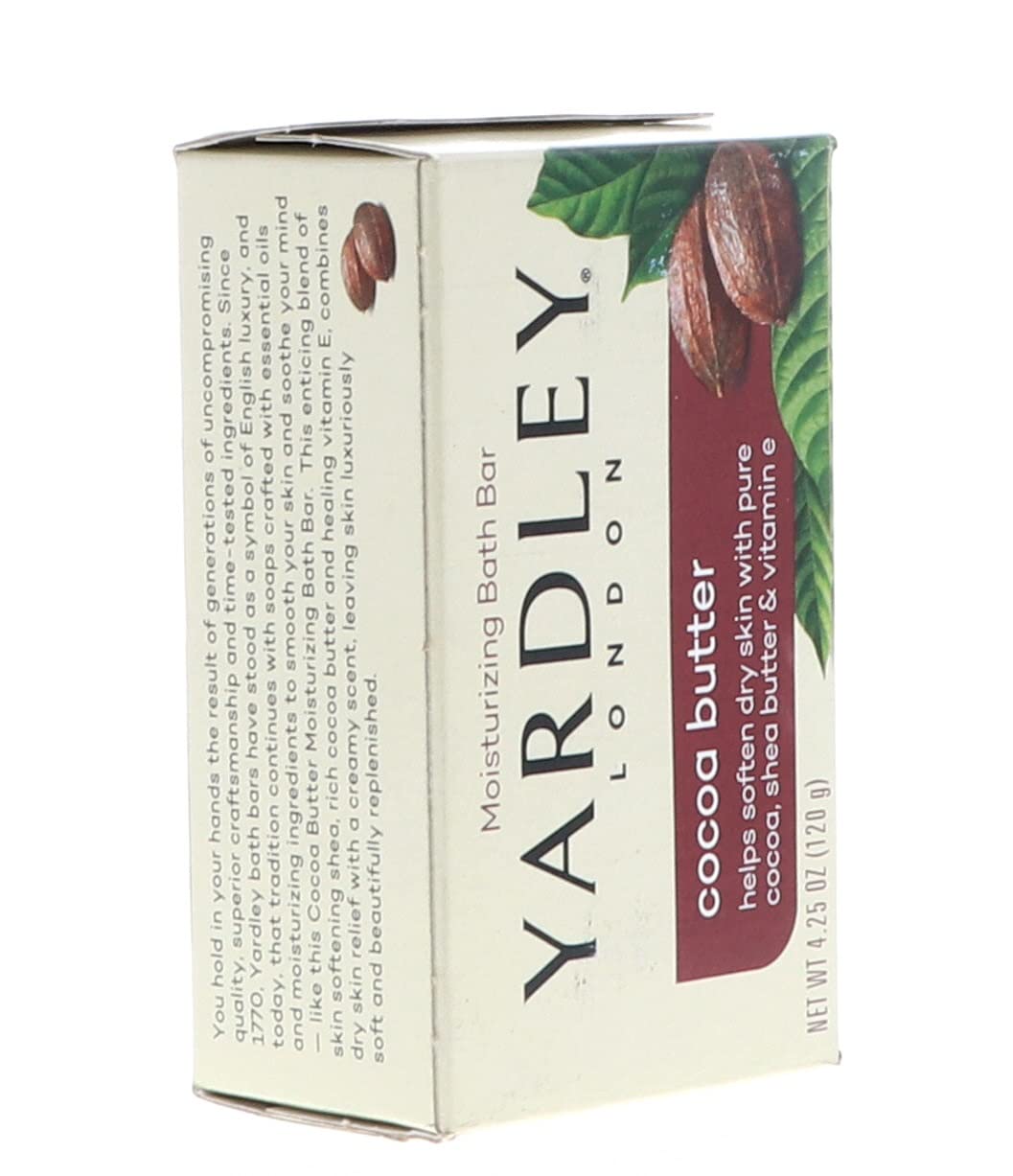 Yardley London Pure Cocoa Butter & Vitamin E Bar Soap, 4.25 Ounces /120 G (Pack of 6)