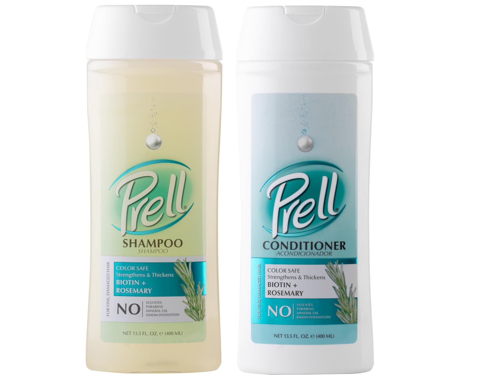 Prell Biotin + Rosemary Strengthens & Thickens Color Safe Shampoo & Conditioner for Fine, Damaged Hair 13.5 fl.oz