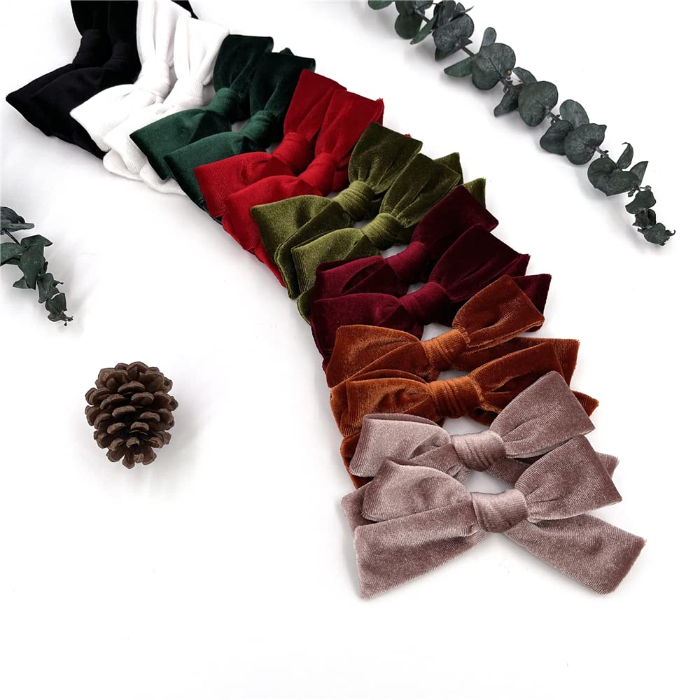 Big Velvet Bow Hair Clips Barrettes Baby Girl Hair Bows Alligator Clip Accessories for Little Girls Toddler Kids Teens Women (5 Inches 8 Pairs)