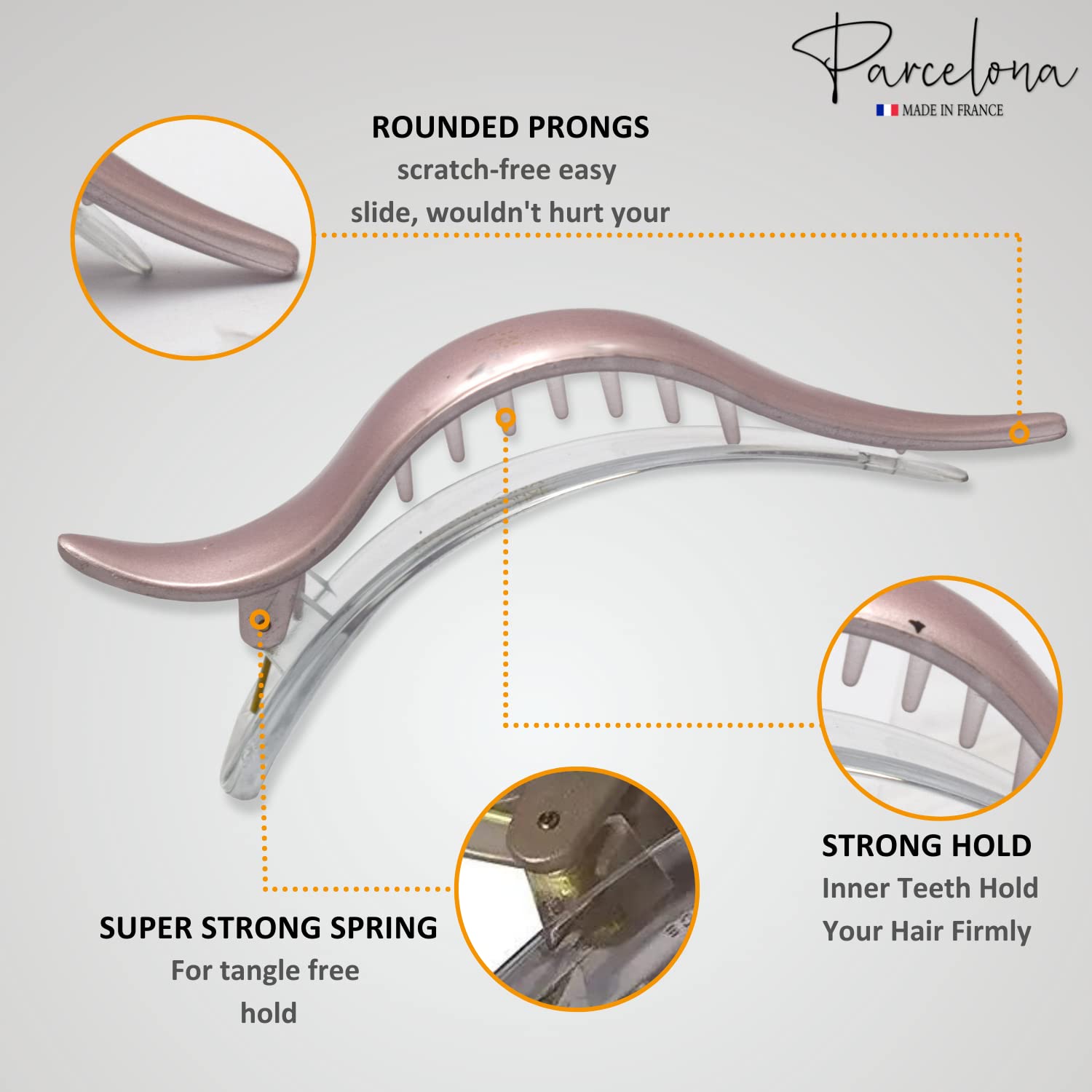 Parcelona French Brill Beak Flamingo Set of 2 Large Golden Beige N Lilac Grey Salon Hinge Side Slide In Alligator Hair Clip Clamp