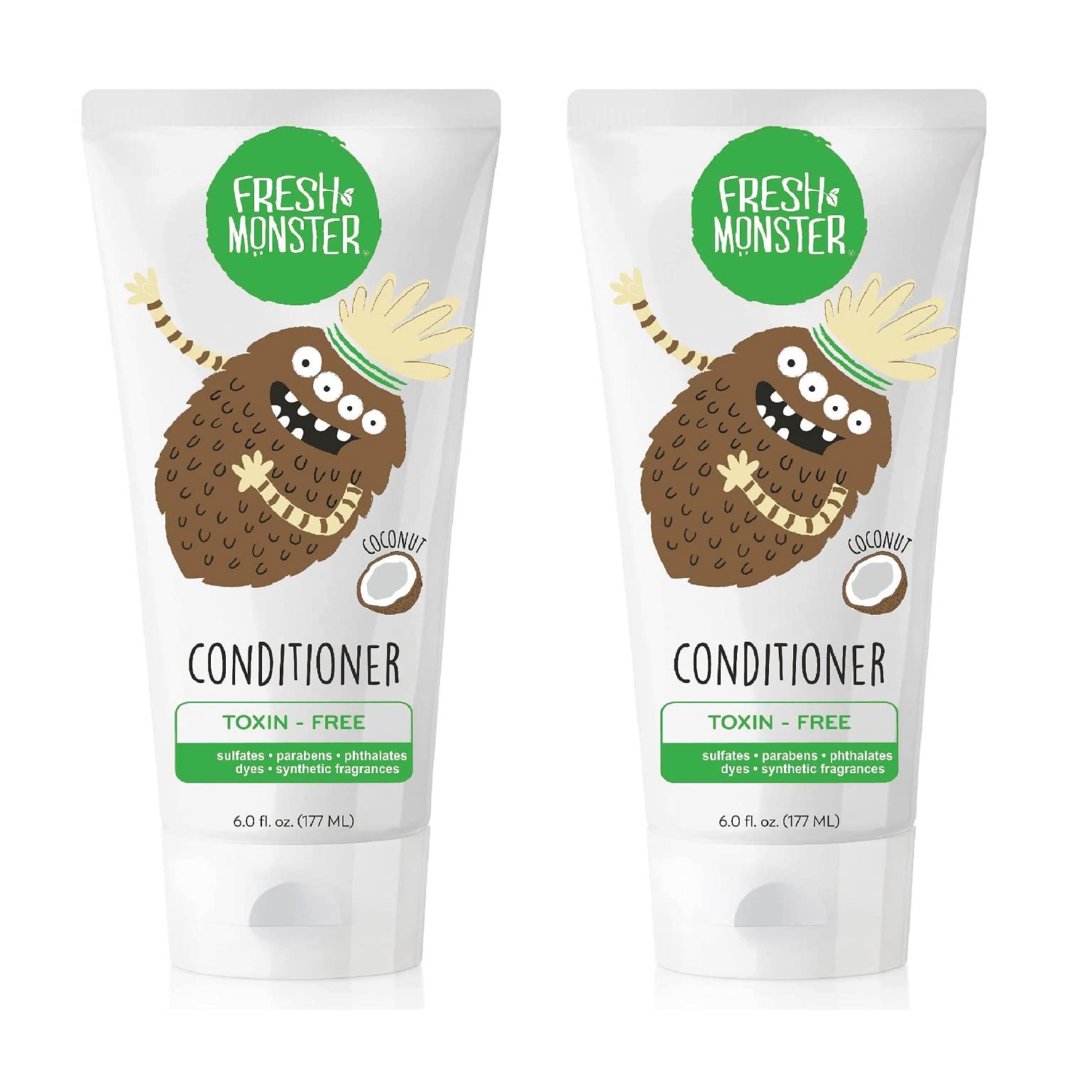 Fresh Monster Natural, Toxin-free Kids Hair Conditioner, Strawberry Smoothie, 2Count, 6 oz