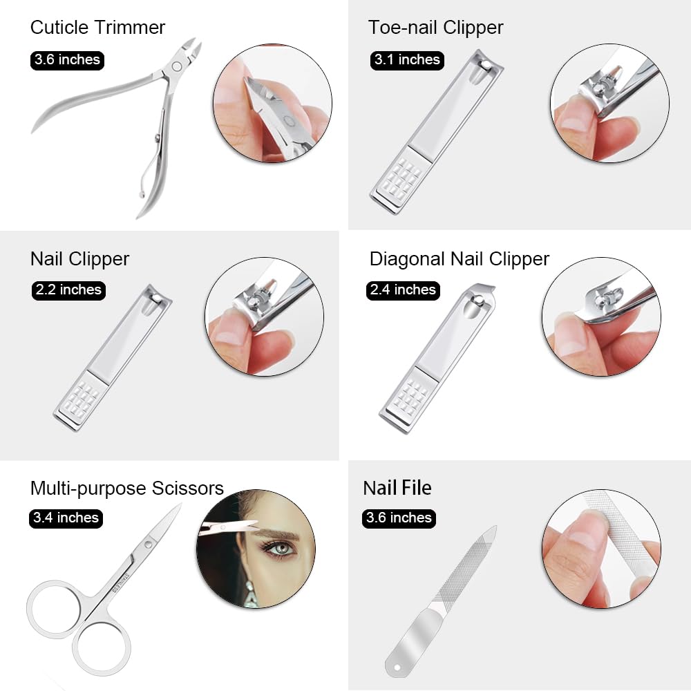 Zizion Nail Clippers Kit Manicure Pedicure Set With Holographic Case(Pink)