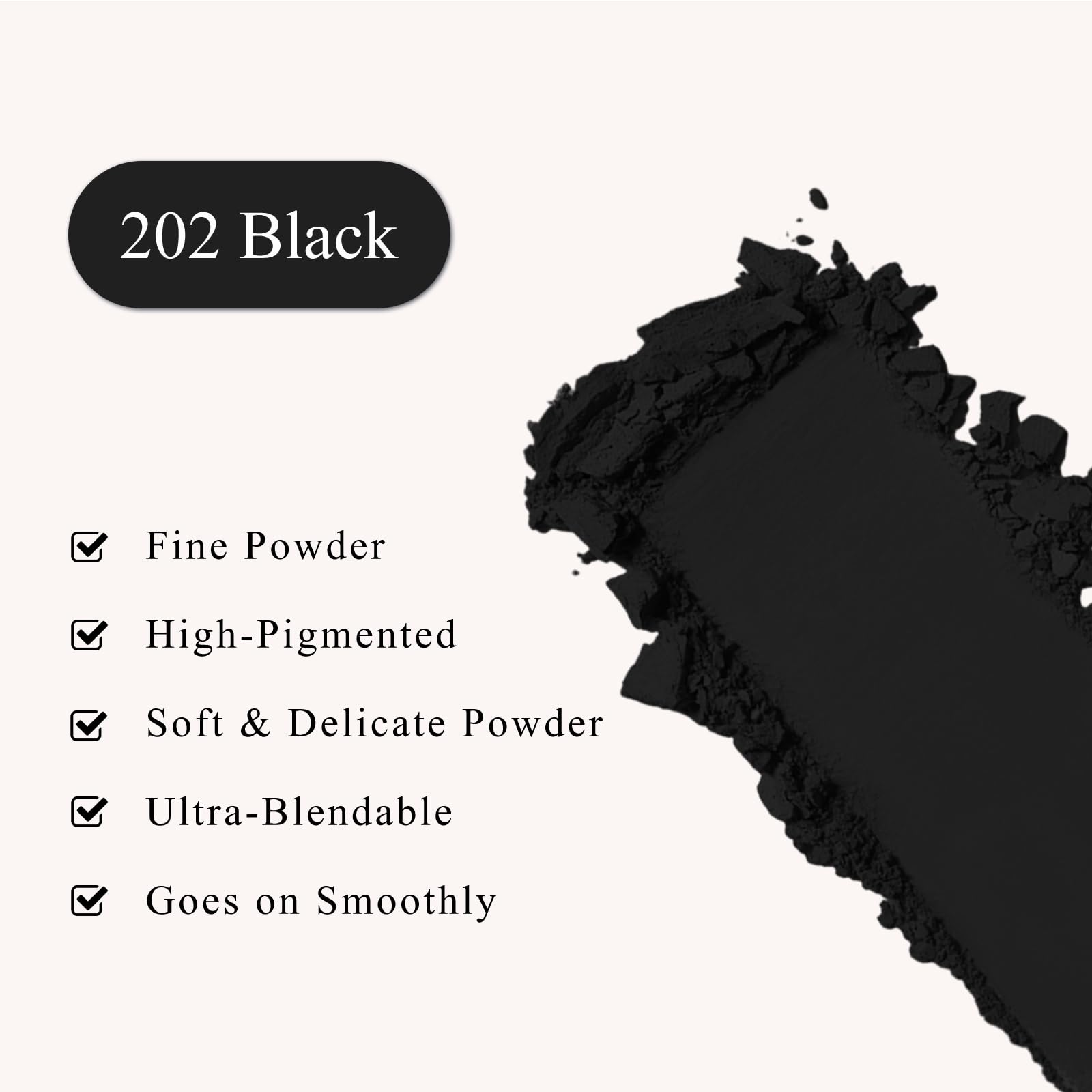 FIVEFULU Single Black Eyeshadow, Pressed Powder Matte Eye-Shadow Palette Make-up, Blendable Long Lasting High Pigment Black Eye Makeup Halloween Eye Paint & Face Body Paint