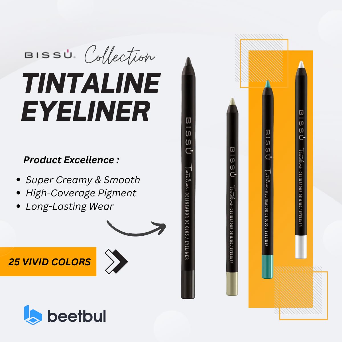 Bissú Tintaline Eyeliner - 25 Vivid Colors, High-Coverage, Long-Lasting & Smudge-Proof (Olive)