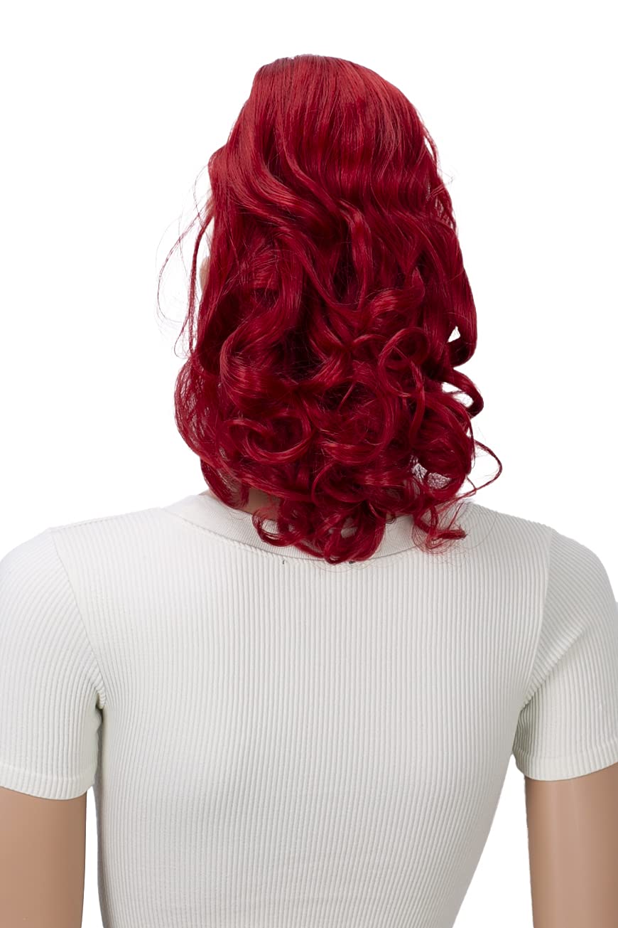 intense red #3100 H10-2 : PRETTYSHOP 16 OR 20 Hair Piece Clip On Pony Tail Extension 2 IN 1 Curled Wavy Heat-Resisting intense red #3100 H10-2