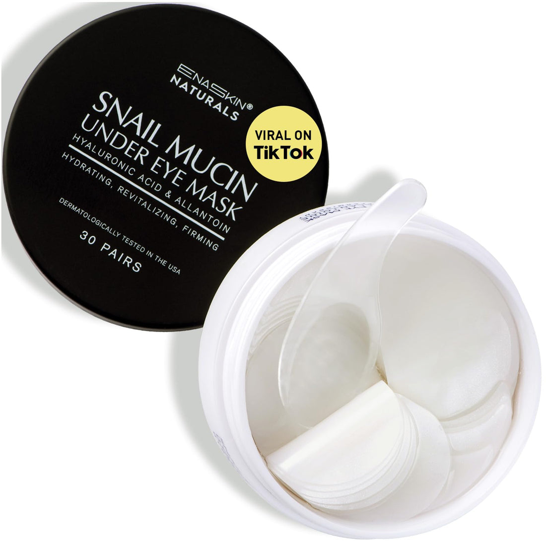 Under Eye Patches for Dark Circles: Snail Mucin Gel Masks for Puffiness Undereye Bags Wrinkles - Instant Brightening Moisturizing Skin Treatment Pads - Gift for Men and Women, 30 Pairs (White)