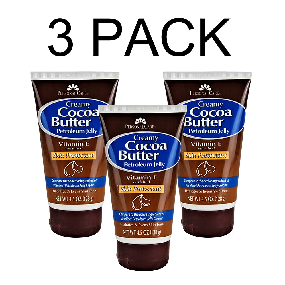 Personal Care Petroleum Jelly Vitamin E and Cocoa Butter Lotion 4.5 Oz (3 Pack) Vitamin E Cream for Skin with Cocoa Butter Cream Petroleum Jelly Tube