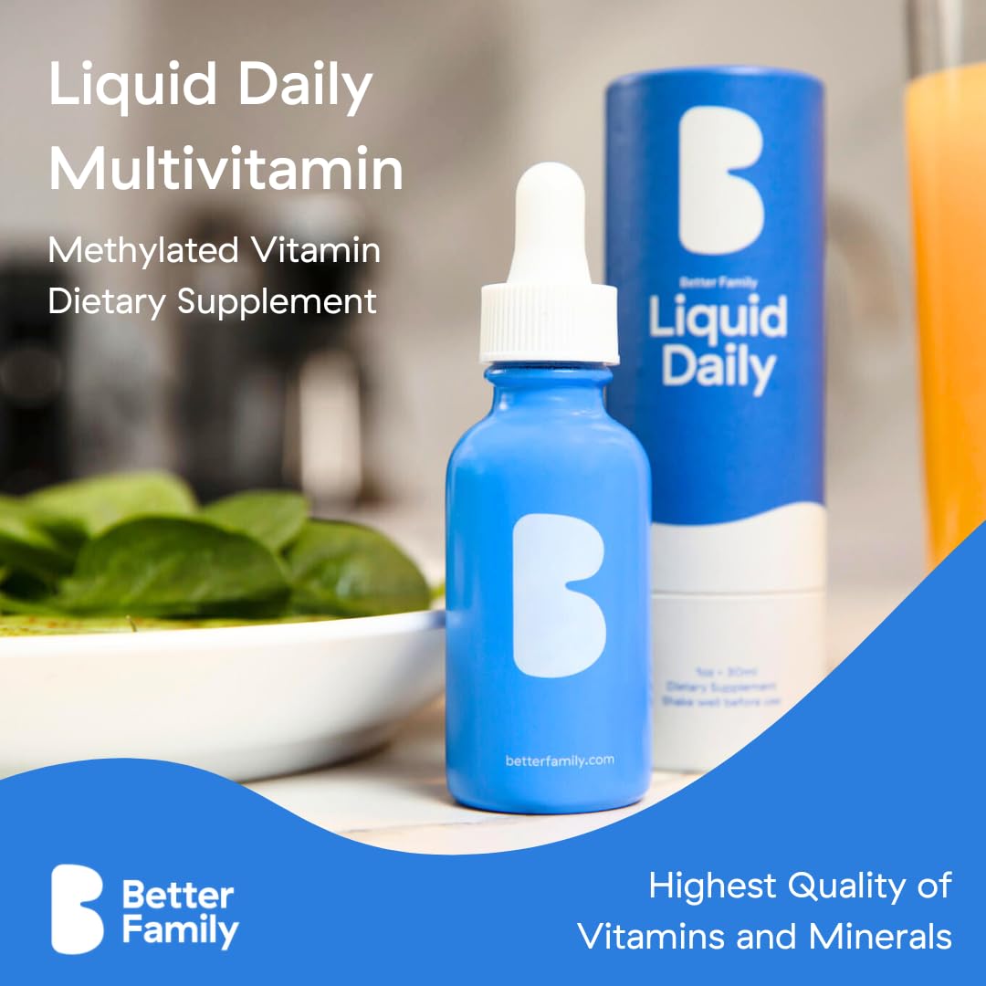 Better Family - Liquid Daily Multivitamin - All-in-One Wellness Drop - All Ages & Genders - Methylated Vitamins - No Sugar or Artificials - Gluten Free, Non-GMO - Dietary Supplement - 2oz (60 ml)