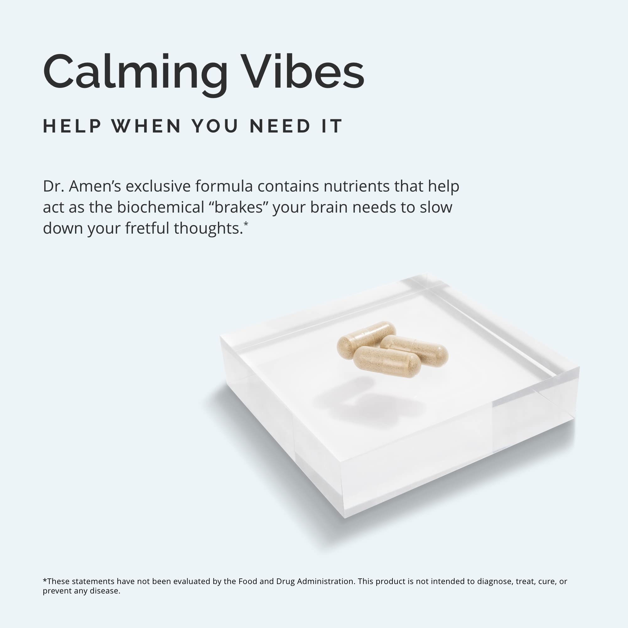 Dr Amen BrainMD GABA Calming Support - 90 Capsules - Promotes Relaxation - Contains Magnesium, Vitamin B6 & Lemon Balm - 90 Servings