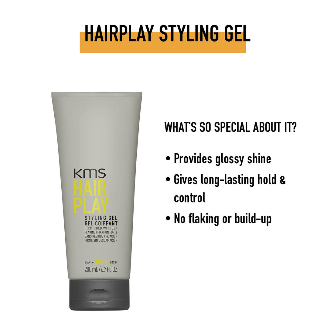 KMS California Hair Play Styling Gel Firm Hold Without Flaking, 200 mL/6. 7 oz.