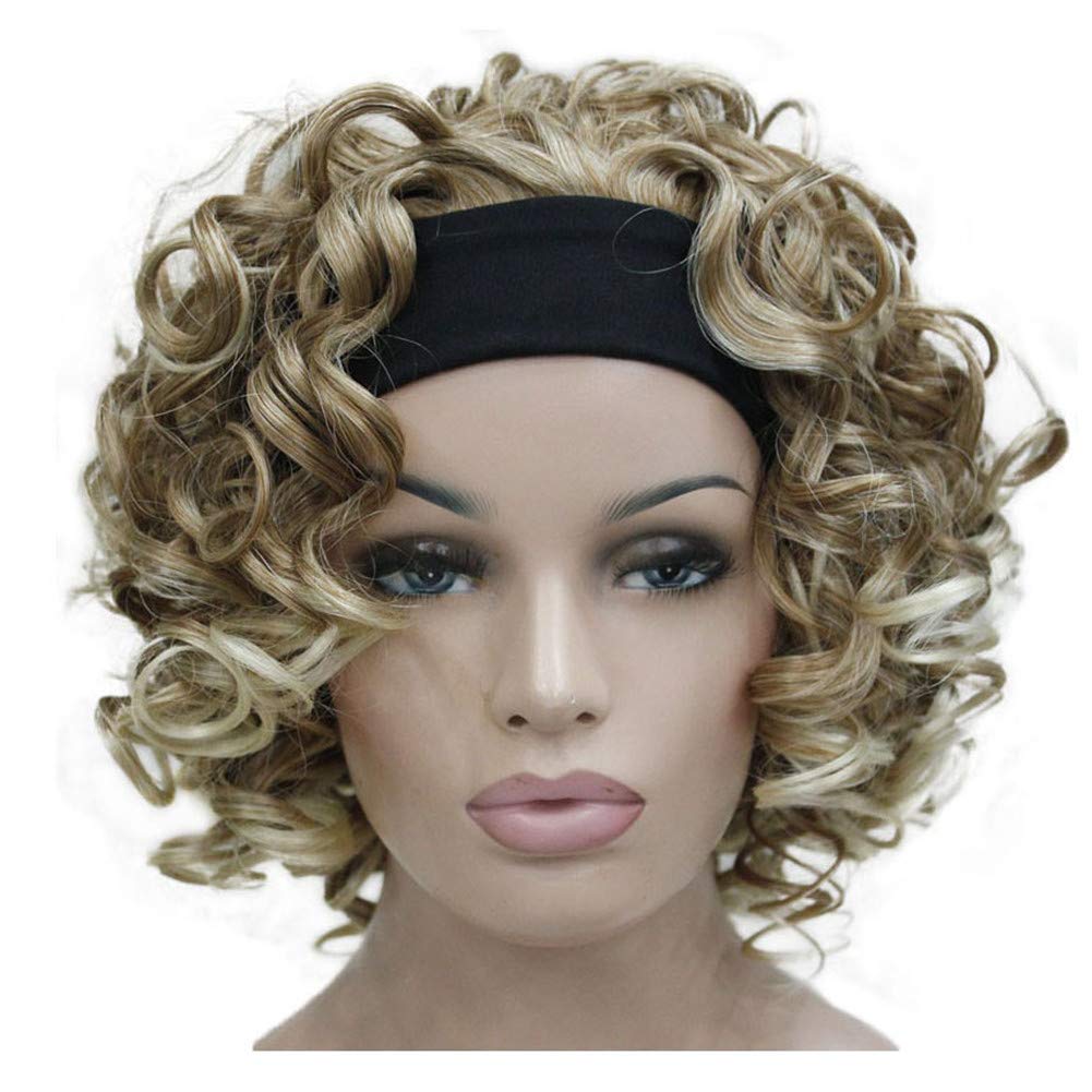 #27T613: Aimole Short Curly Wigs Women'S Wig 3/4 Half Head Wig With Black Headband(27T613)