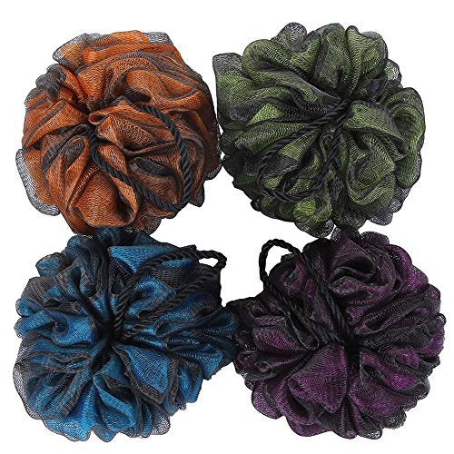 Loofah Bath and Shower Sponge Pouf,Mesh Brush Ball Exfoliating Body Scrubber Ball Pack of 460g/pcs