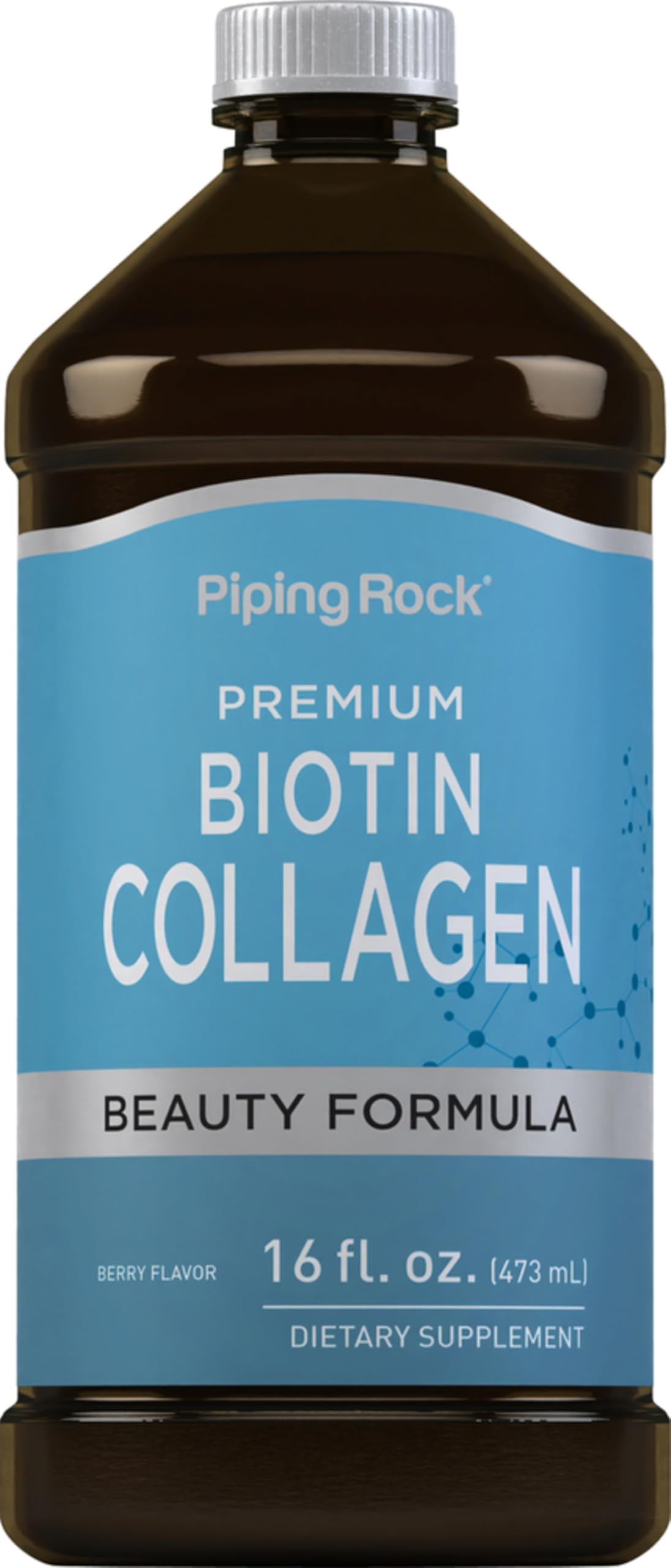 Piping Rock Liquid Collagen and Biotin 16 fl oz | Premium Beauty Formula Supplement | Type 1 and 3 | Berry Flavor | Non-GMO and Gluten Free