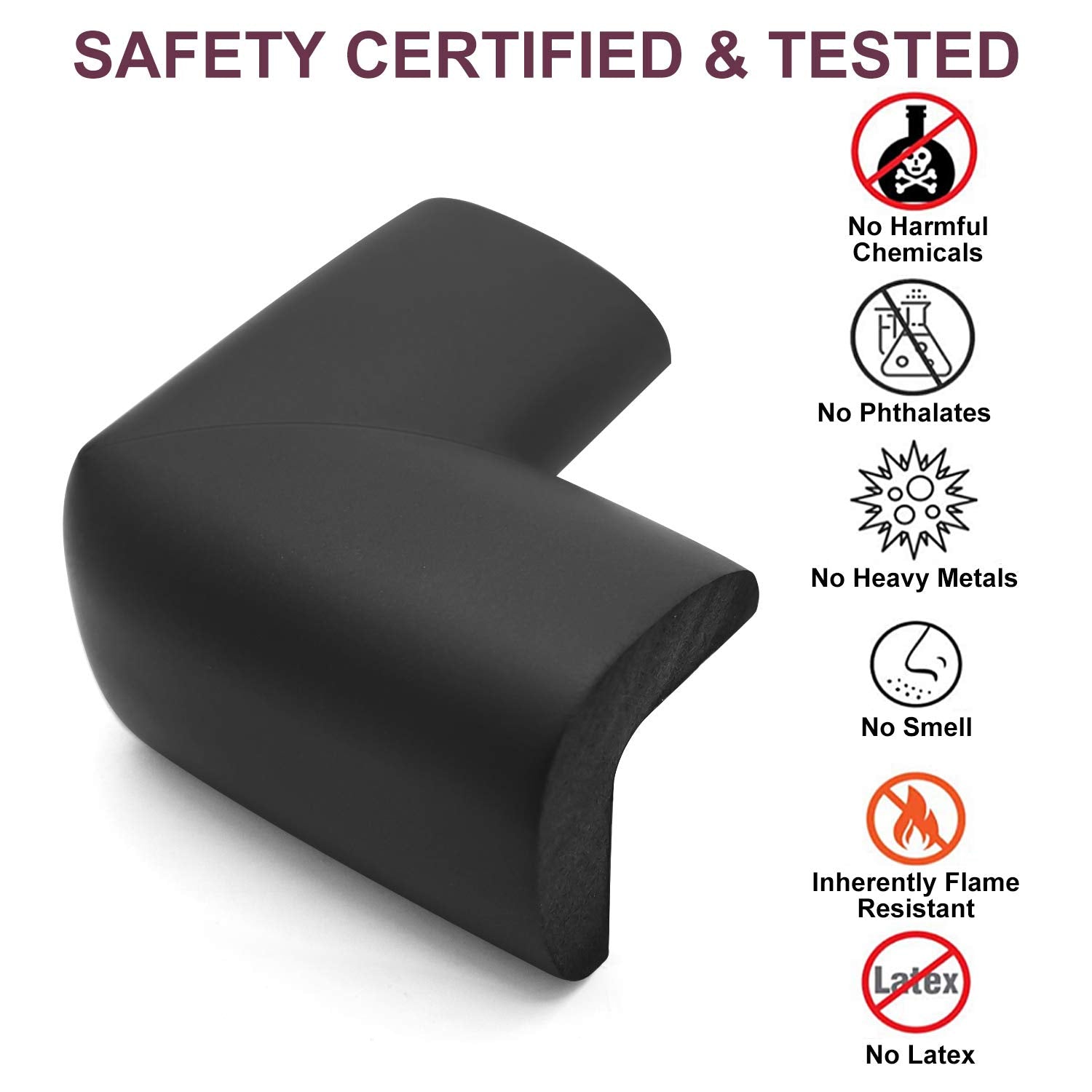 Baby Proofing Edge Corner Protector, 20.5 ft (18.1ft Edge + 8 Corners) Baby Proof Corner Guards,Thick Table Bumper Guard, 3M Pre-Taped Corners, Soft Rubber Foam Guard Heavy-Duty Black