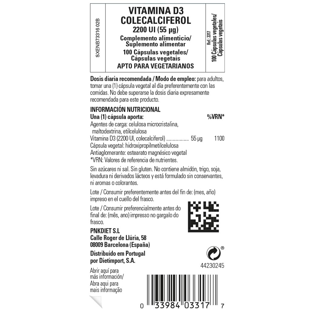 Solgar Vitamin D3 (Cholecalciferol) 55 mcg (2200 IU), 100 Vegetable Capsules - Helps Maintain Healthy Bones & Teeth - Immune System Support - Non-GMO, Gluten Free, Dairy Free, Kosher - 100 Servings