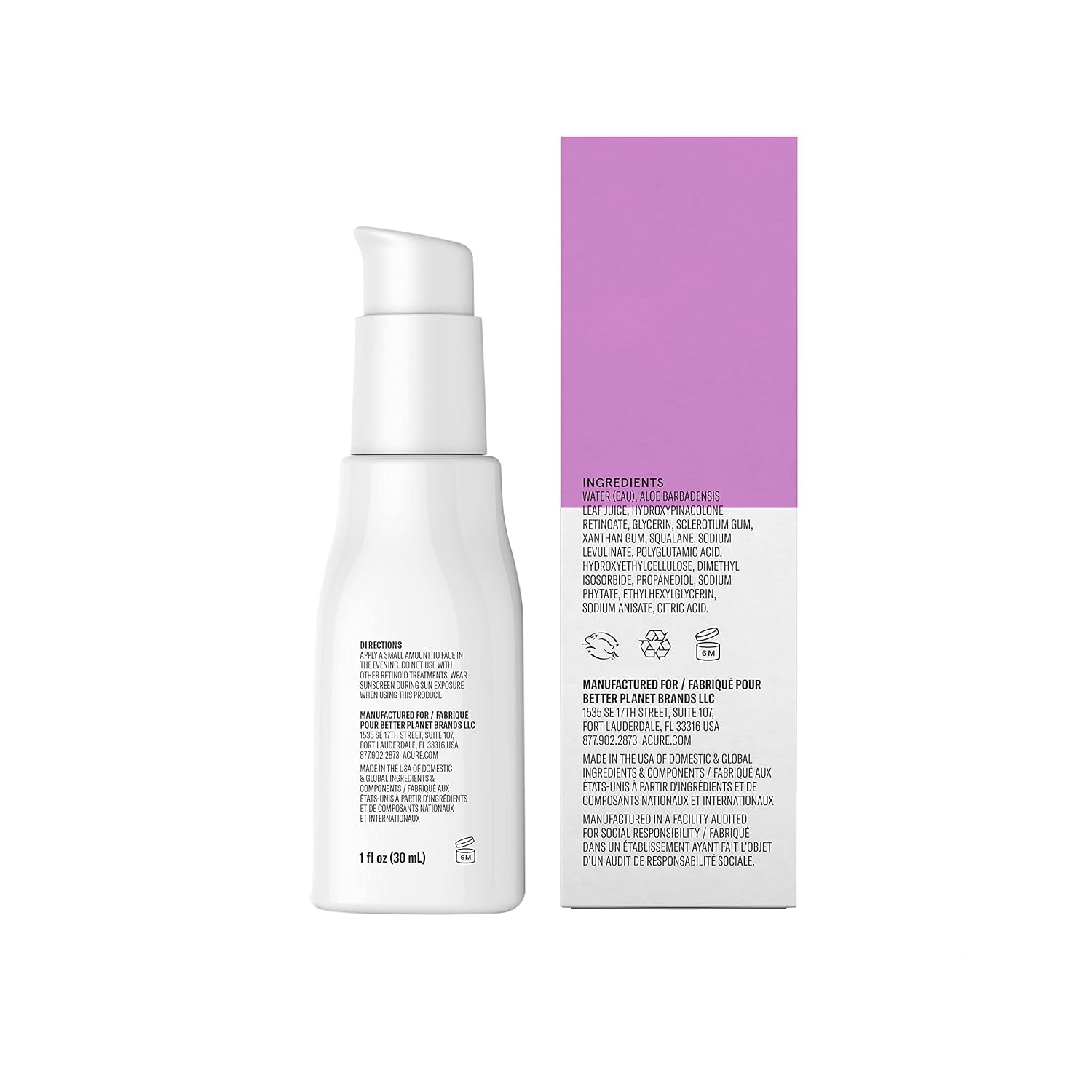 Acure Radically Rejuvenating Retinoid Overnight Complex, 100% Vegan for Age Performance with Polyglutamic Acid & Plant Squalane, Smoothes Complexion & Fights Wrinkles
