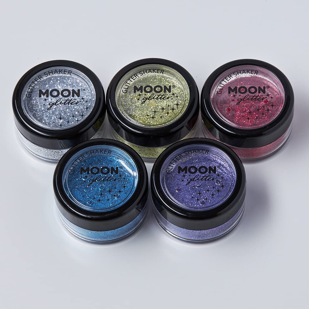 Moon Glitter Fine Glitter Shakers By Etic For Face, Body, Nails, Hair And Lips-5G Set Of 5 Colours