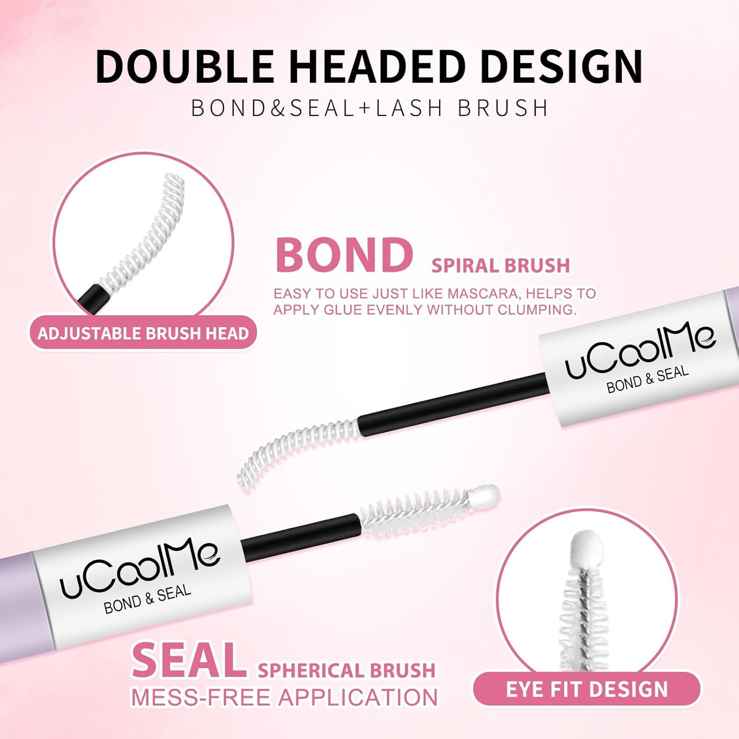 Lash Bond and Seal uCoolMe Waterproof for Lash Clusters 144Hours Super Hold Long-Lasting Non-Irritating Eyelash Glue for DIY at Home(White Bond,10ML)
