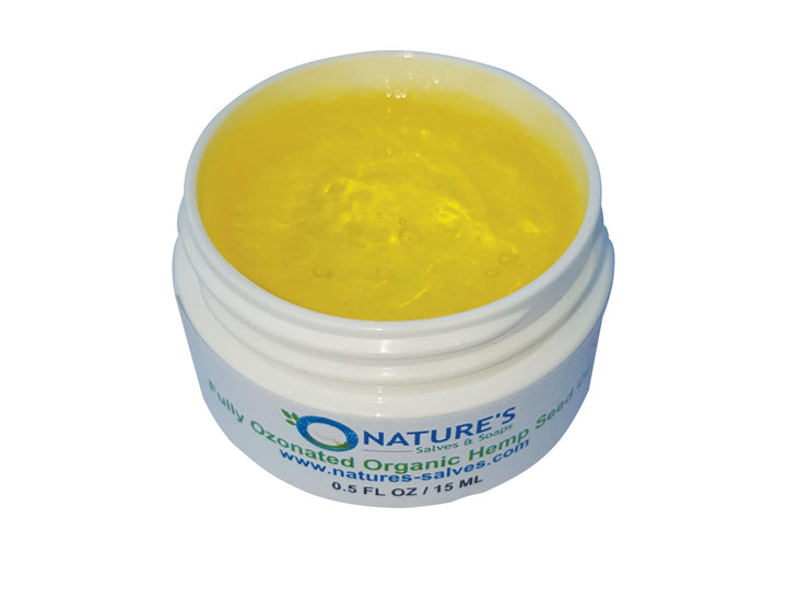 Nature's Salves and Soaps Ozonated Organic Hemp Seed Oil 0.5/1/2 fl oz