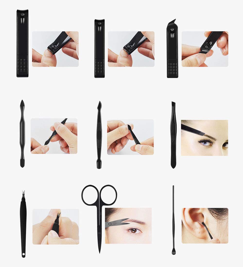 HPACK.KV Nail Clippers Sets Stainless Steel Nail Cutter Pedicure Kit Nail File Sharp Nail Scissors and Clipper Manicure Pedicure Kit Fingernails & Toenails with Portable stylish case