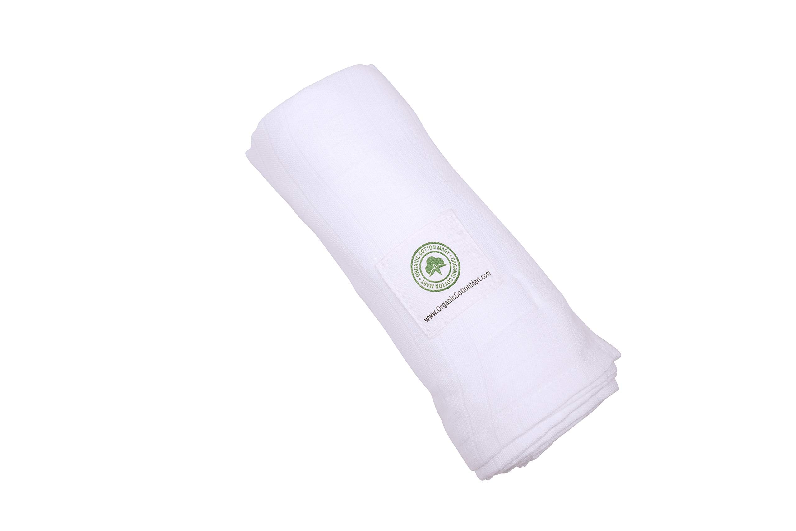 Organic Cotton White Swaddle Blanket for Newborn - 100% Organic, Toxic-Free, All-Natural, Muslin, Newborn Baby Gauze Swaddling Blanket - 100% Certified Organic Cotton - 47”x47” (White - 1 Pack)