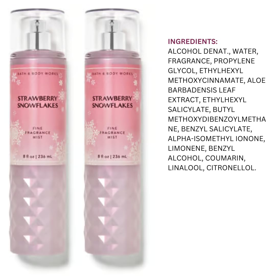 Bath & Body Works Strawberry Snowflakes Fine Fragrance Body Mist Gift Set 8 oz Pack Lot of 2 (Strawberry Snowflakes) 8 Fl Oz (Pack of 2) 16 Fl Oz
