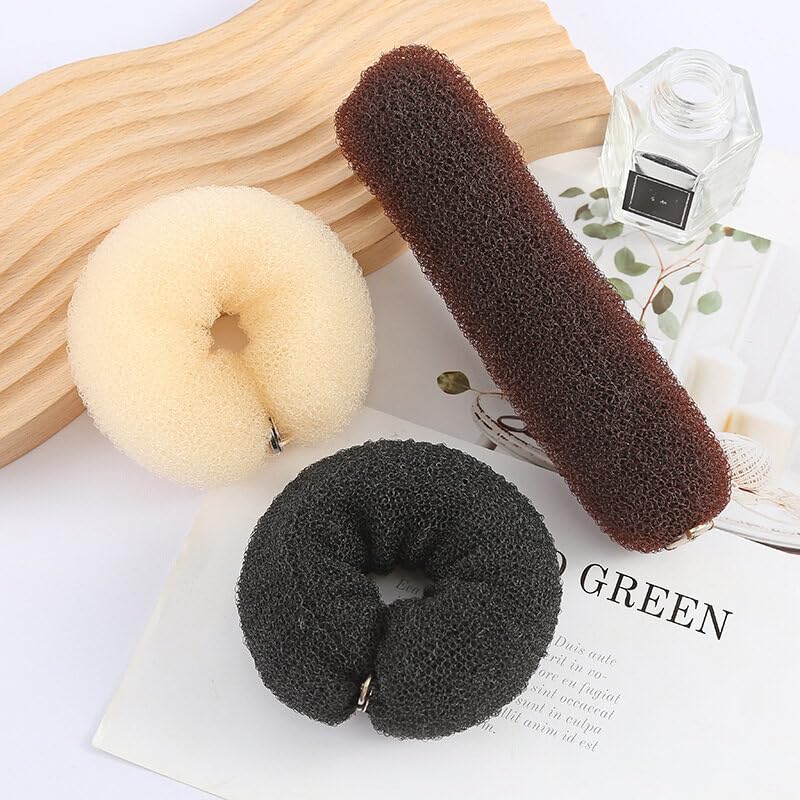 UPSTORE 3Pcs Donut Hair Bun Maker Roll Tool Hair Ring Doughnut Hair Bun Maker DIY Hair Foam Ring Shaper Snap Hair Roll Bun Tool Magic Hair Styling Tool for Women (3 Colors)