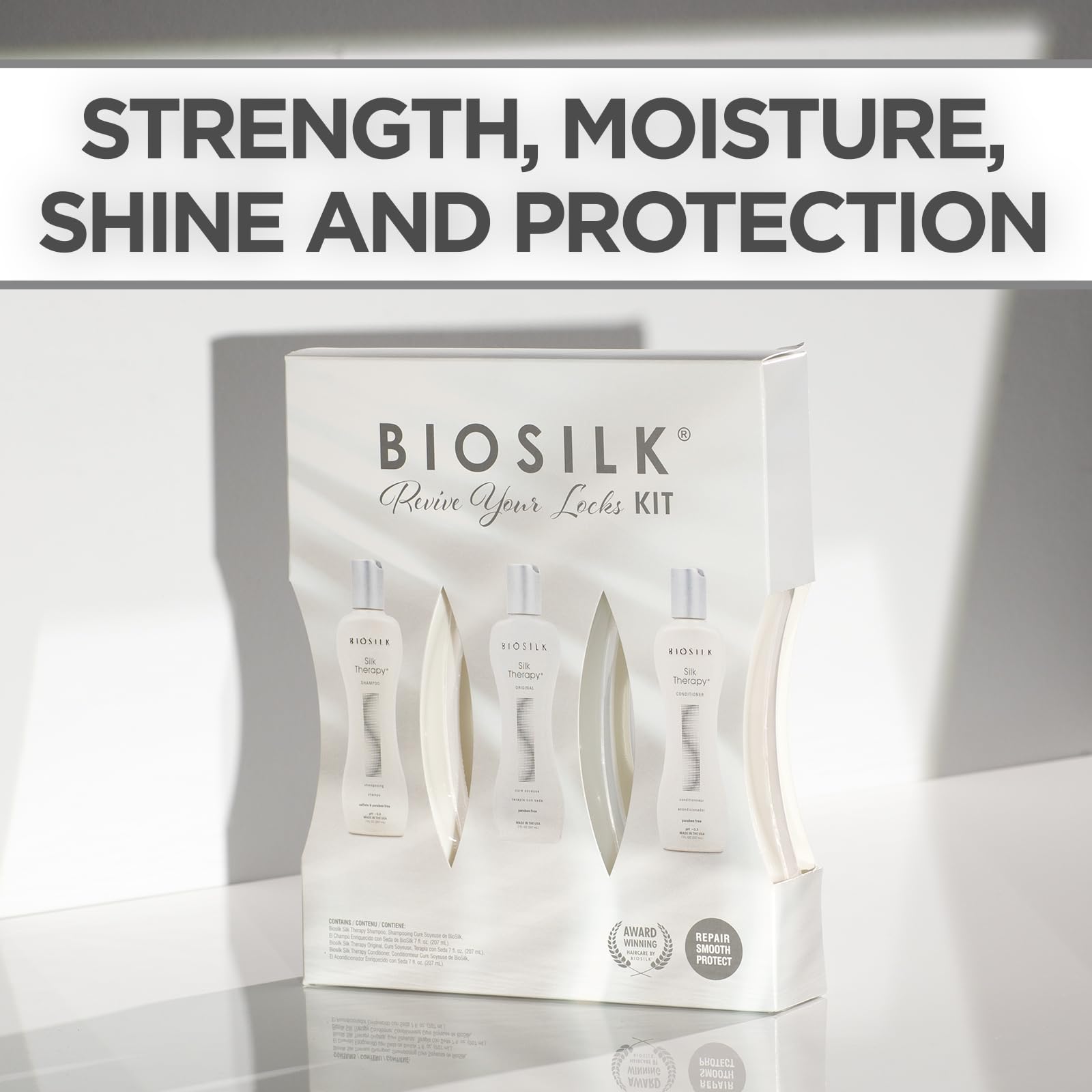 BioSilk Revive Your Locks Kit - Original Silk Therapy 7oz, Shampoo 7oz, and Conditioner 7oz (3 Product Set)