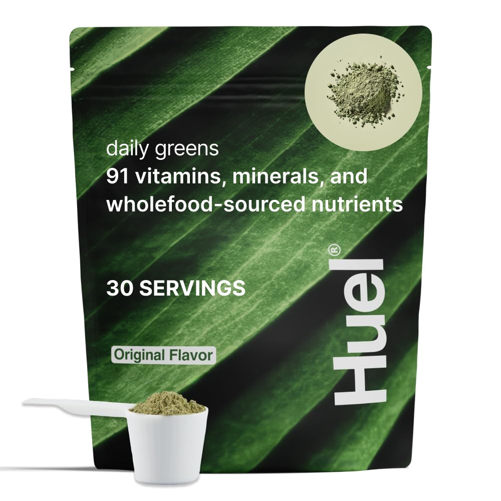Huel Daily Greens | Superfood Greens Powder | 91 Vitamins, Minerals, and Wholefood-Sourced Ingredients | Adaptogens, Antioxidants, Gut-Friendly Probiotics | 30 Servings
