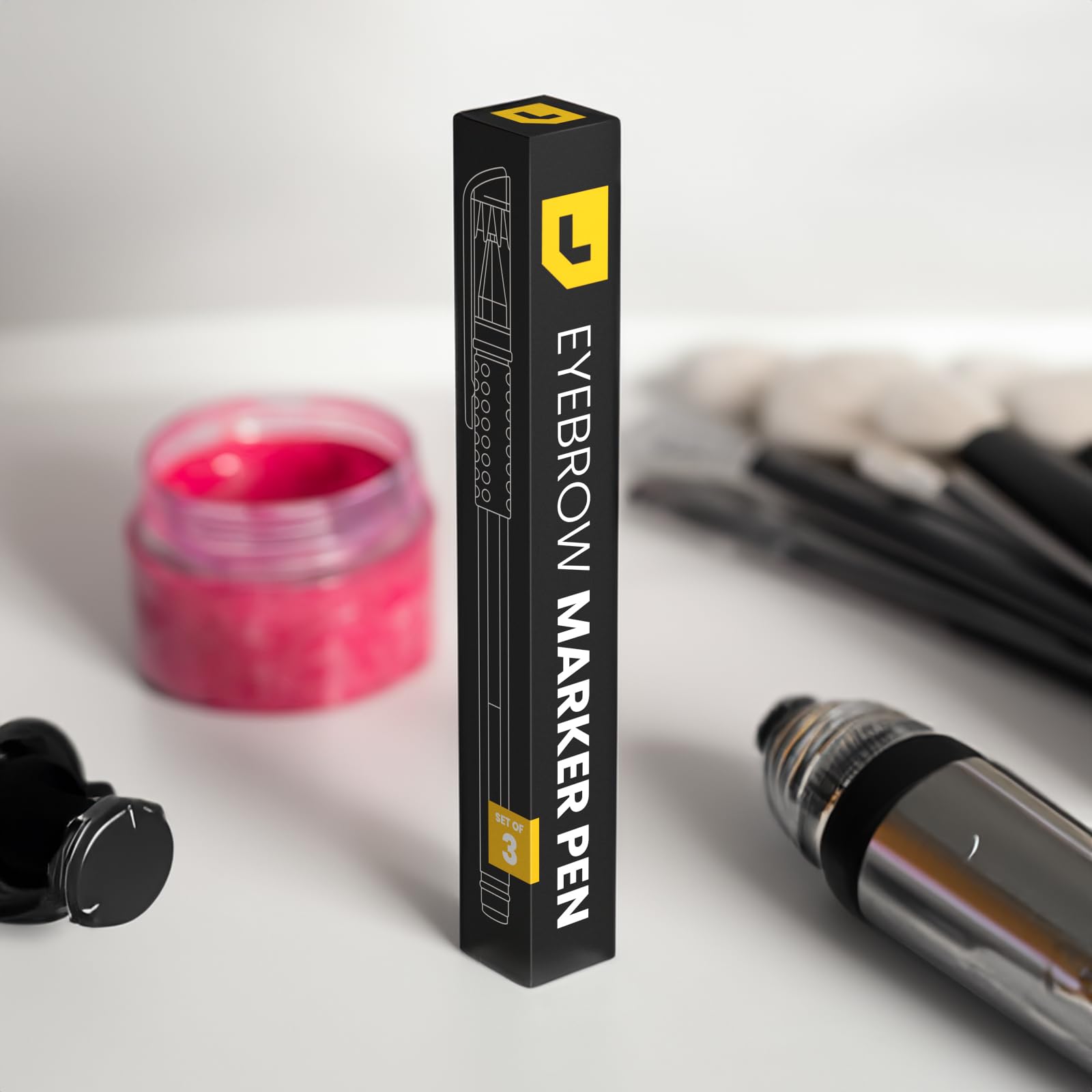 LIUDEX | 3pcs Skin Marker Pen | Eyebrow PMU Microblading Outline Pencil | Felt Pen White Brow Position Mapping Pencil White Marker Pen Beauty SPMU | Permanent Makeup Position Mark Tools