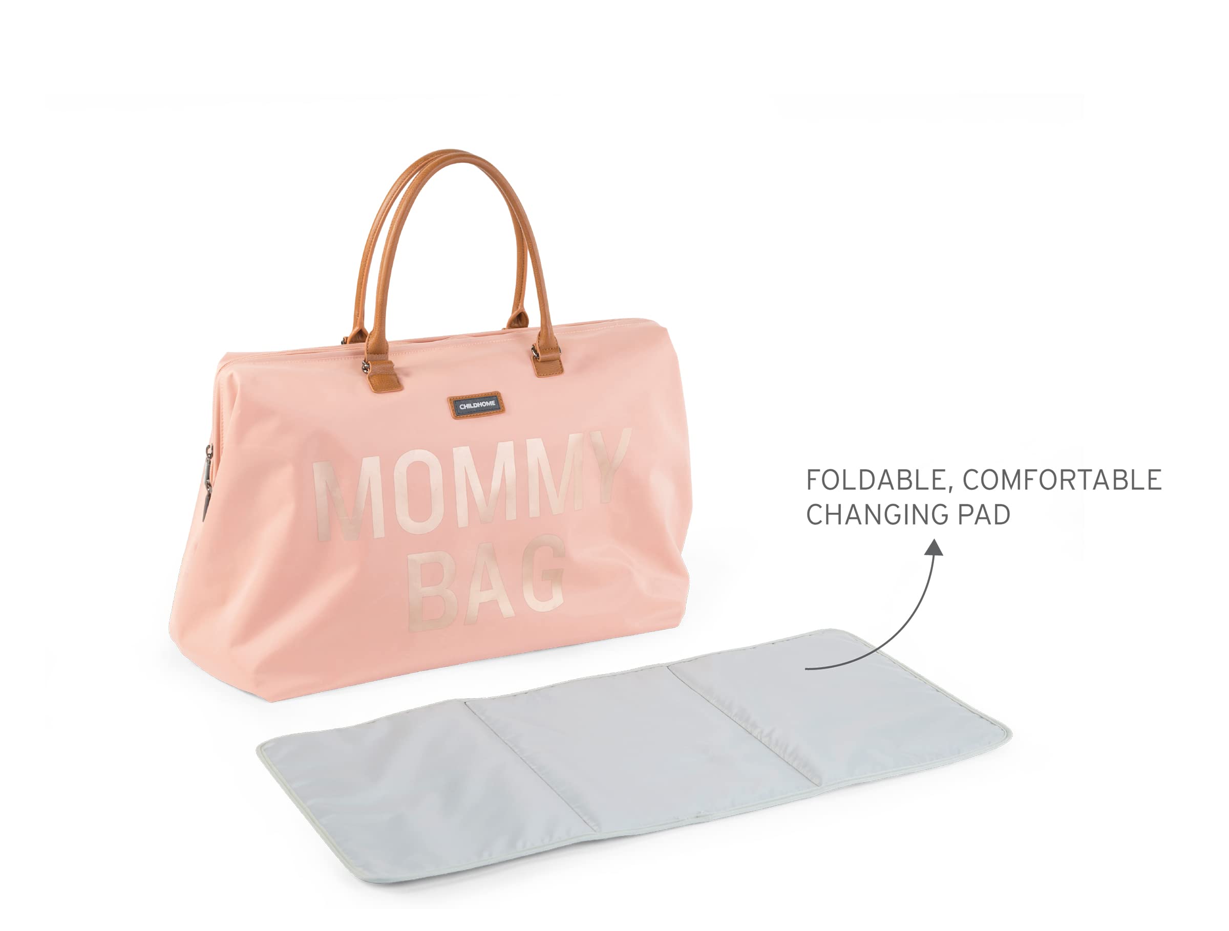 Childhome The Original Mommy Bag – Large Baby Diaper Bag, Mommy Hospital Tote and Travel Tote, Pregnancy Must Haves (Mommy Pink)