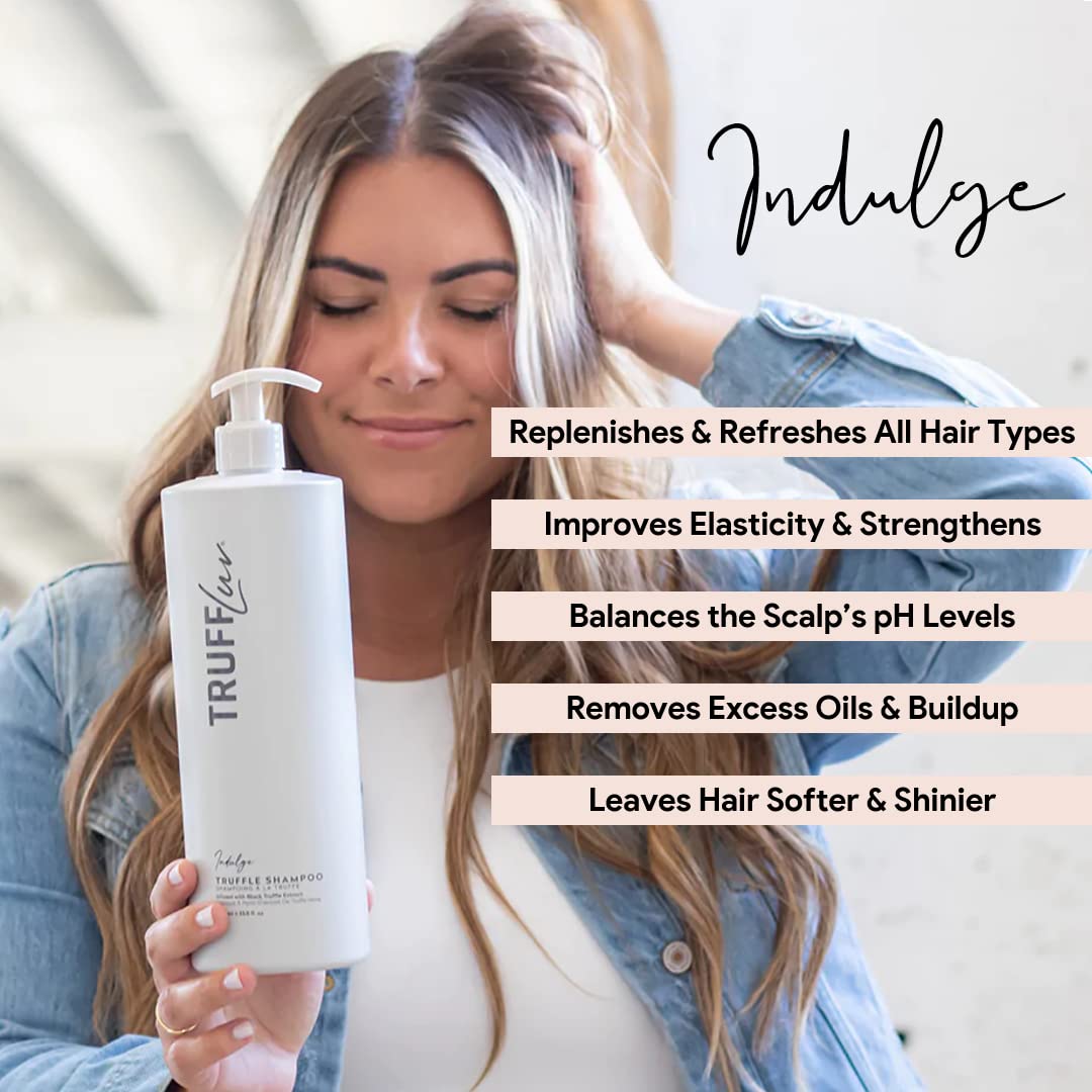 TruffLuv | Indulge Collection Truffle Shampoo, Infused with Black Truffle Extract, Deep Clarifying Cleansing Shampoo, Gently Removes Buildup on Hair and Scalp, Paraben Free, Sulfate Free, 8.45 Fl Oz