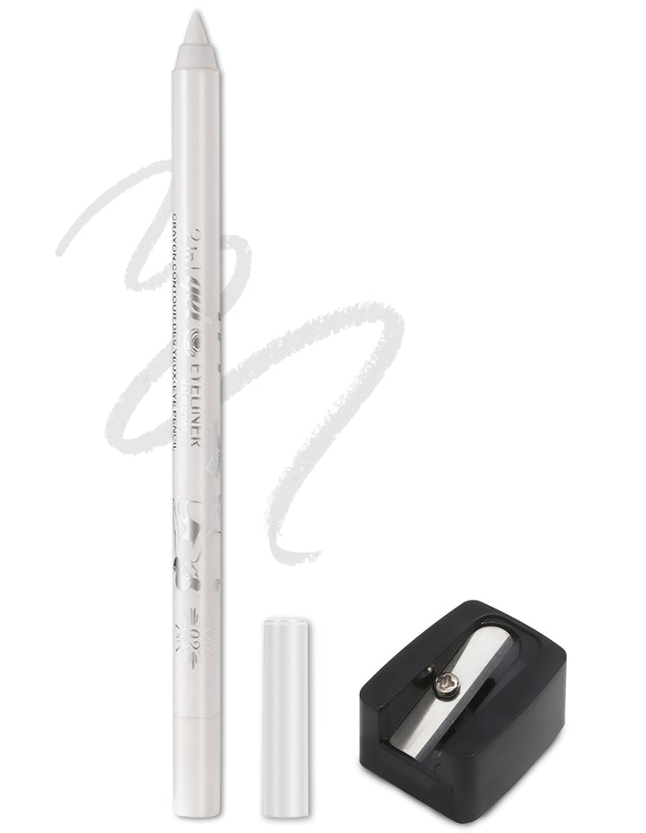 Erinde Waterproof Gel Eyeliner Pencil, Long-Lasting Sharpenable Eye Liner Pen, Waterline Gel Eyeliner Pencil, Ultra-Smooth Creamy Application, Smudge-Proof, Matte Finish, White