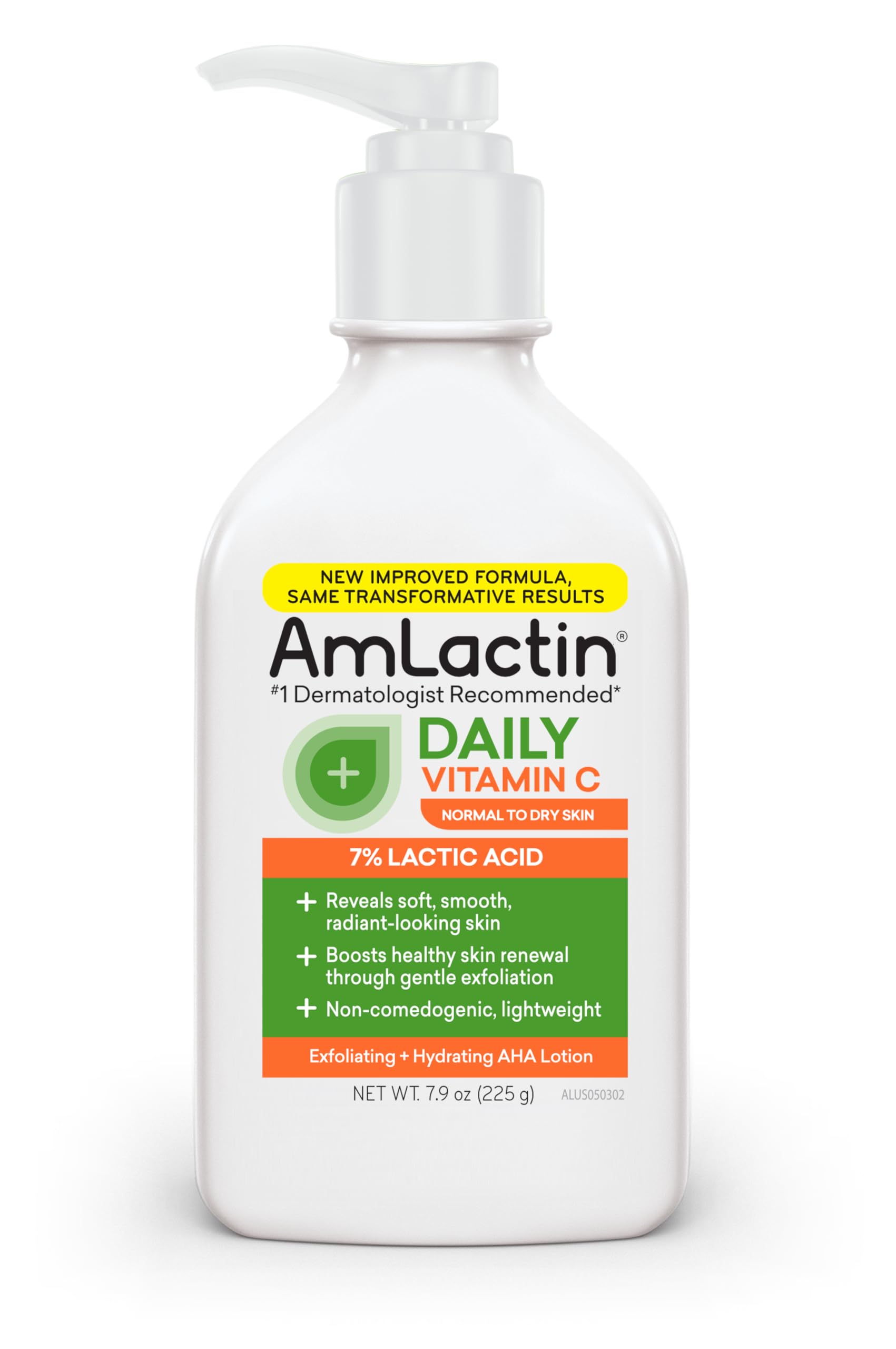 AmLactin Daily Vitamin C Lotion - 7.9 oz Body Lotion with 7% Lactic Acid - Skin-Brightening Exfoliator and Moisturizer for Dry Skin