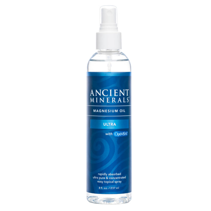 Ancient Minerals Magnesium Oil Spray Bottle of Pure Genuine Zechstein Magnesium Chloride - Topical Magnesium for Skin Application (8oz)