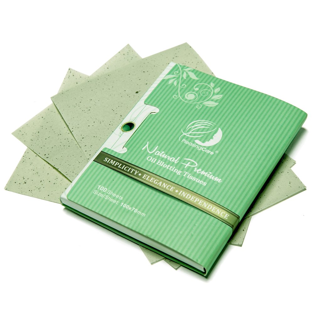 Natural Green Tea Oil Absorbing Tissues - 200 Counts in 2 Pack, Premium Face Oil Blotting Paper - Take 1 Piece Each Time Design - Large 10CM Oil Absorbing Sheets, No Waste and Easy to Carry in Pocket!