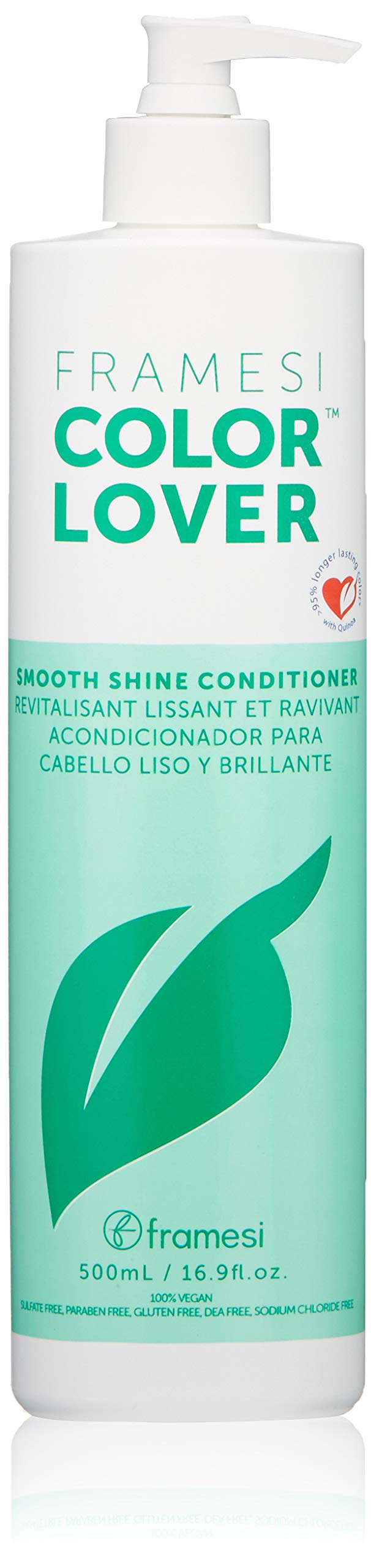 Framesi Color Lover Smooth Shine Conditioner, 16.9 fl oz, Sulfate Free Conditioner with Coconut Oil and Quinoa, Color Treated Hair