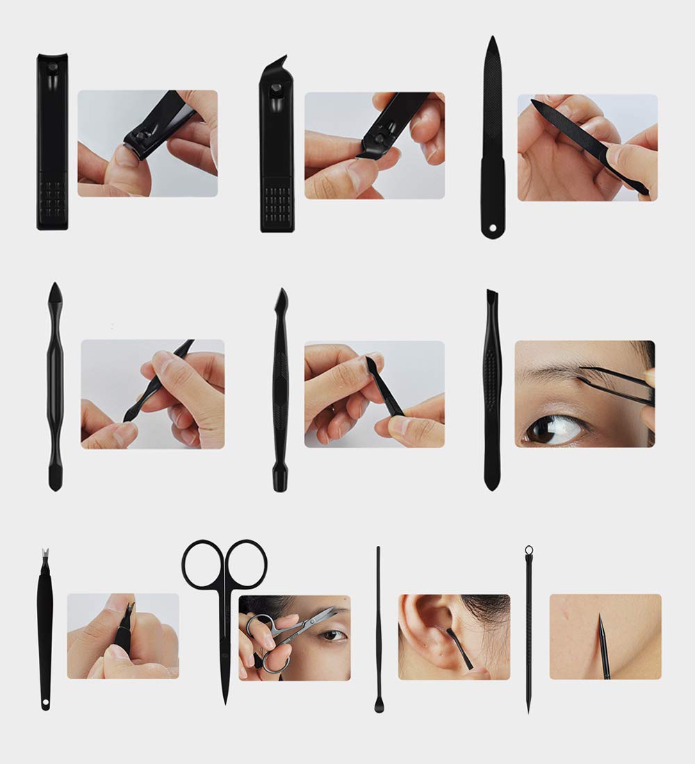 QLNE Nail Clippers Sets High Precisio Stainless Steel Nail Cutter Pedicure Kit 10 In 1 Nail File Sharp Nail Scissors And Clipper Manicure Pedicure Kit Fingernails & Toenails With Portable St