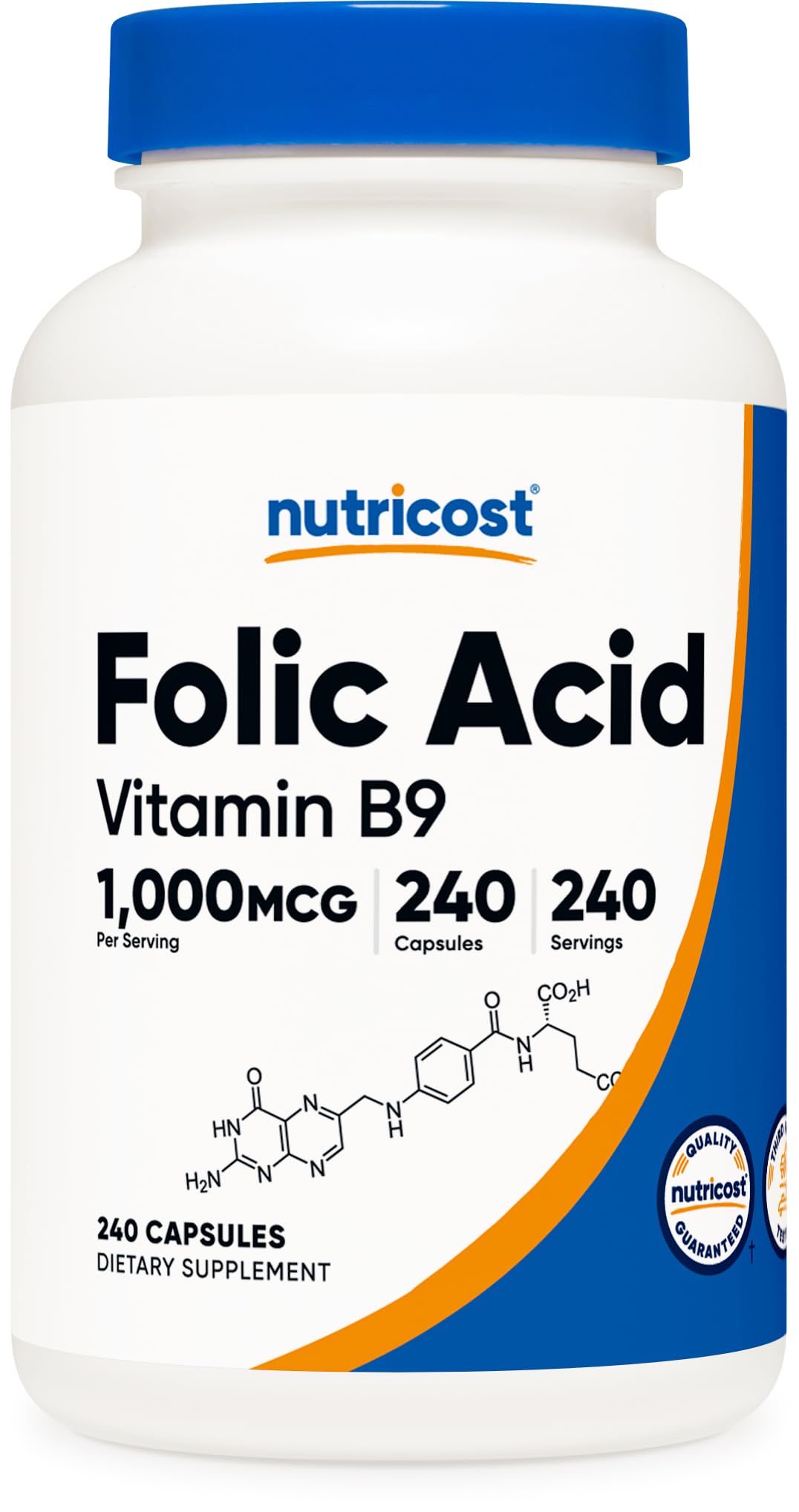Nutricost Folic Acid (Vitamin B9) 1000 mcg, 240 Capsules